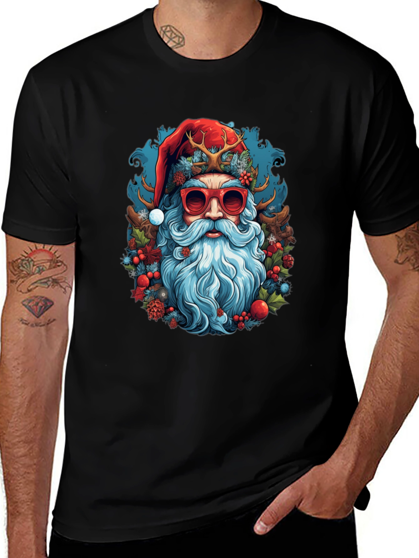 Cool Santa Graphic Tee - Holiday Style