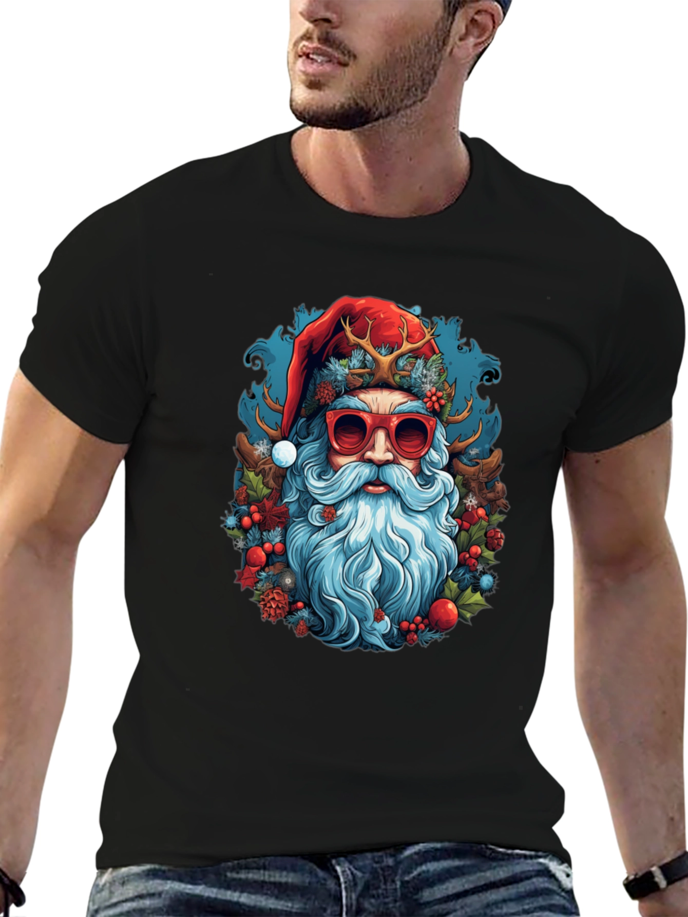 Cool Santa Graphic Tee - Holiday Style