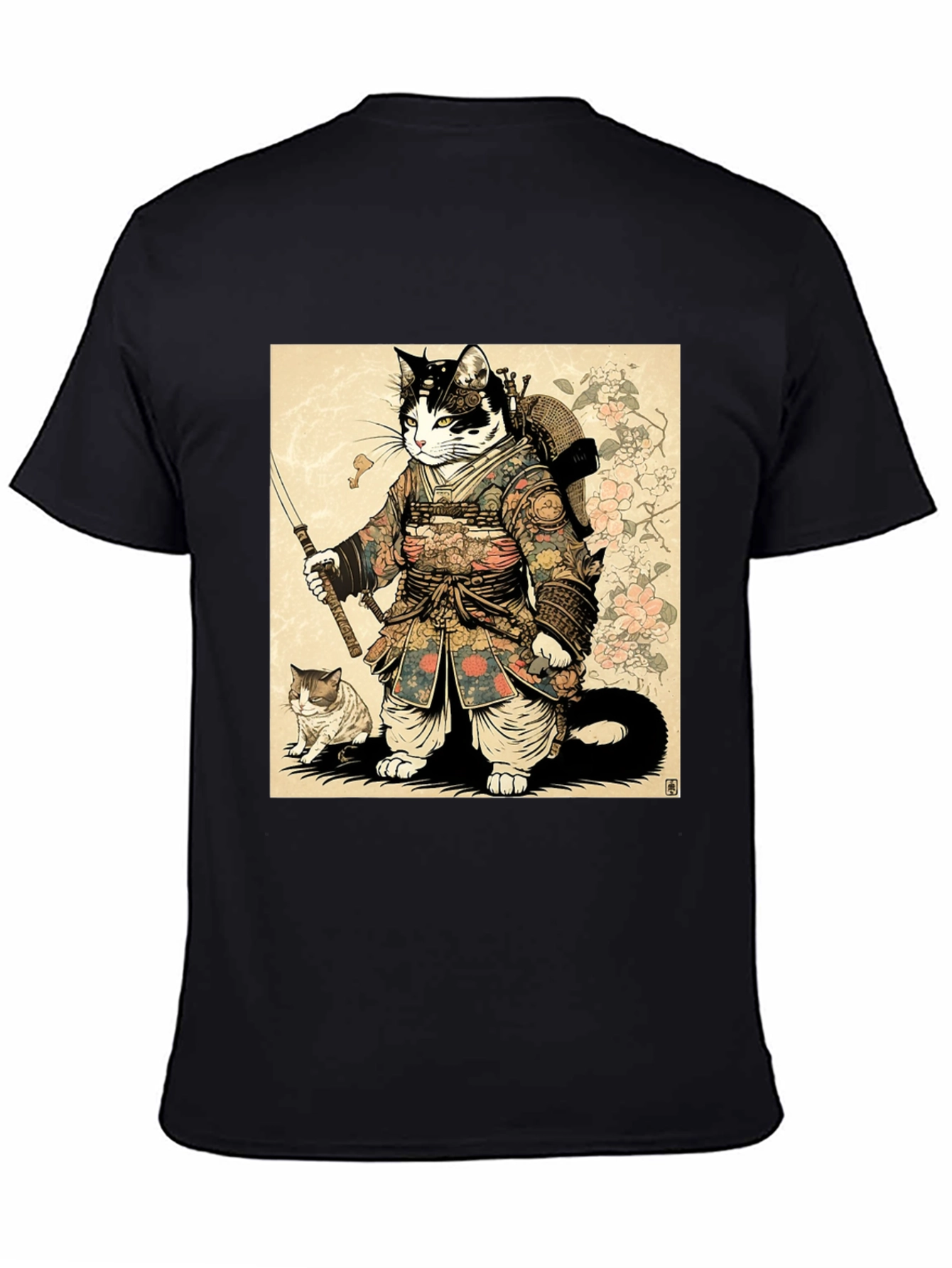 Samurai Cat Graphic Tee - Unique Anime Style Shirt
