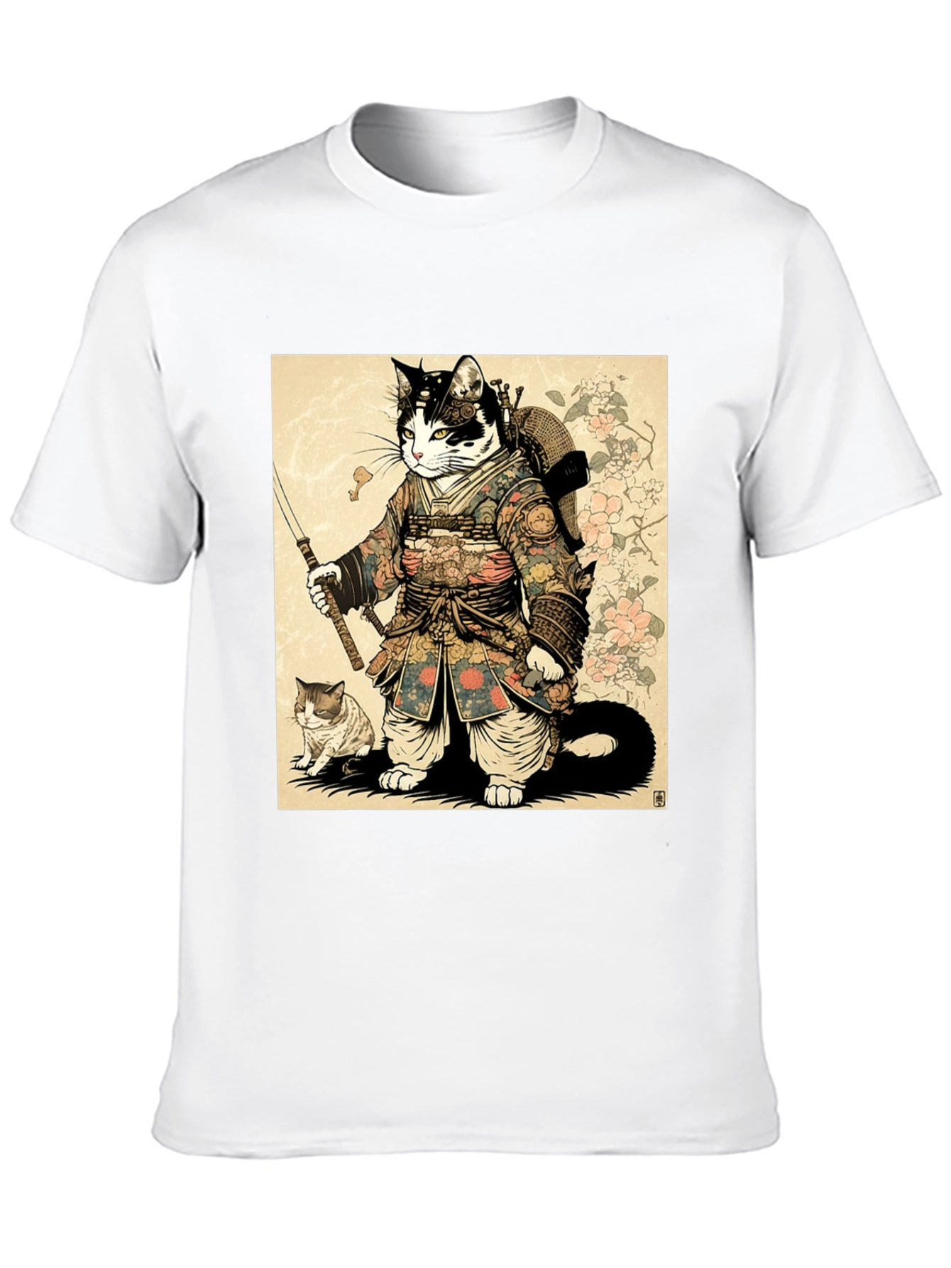 Samurai Cat Graphic Tee - Unique Anime Style Shirt