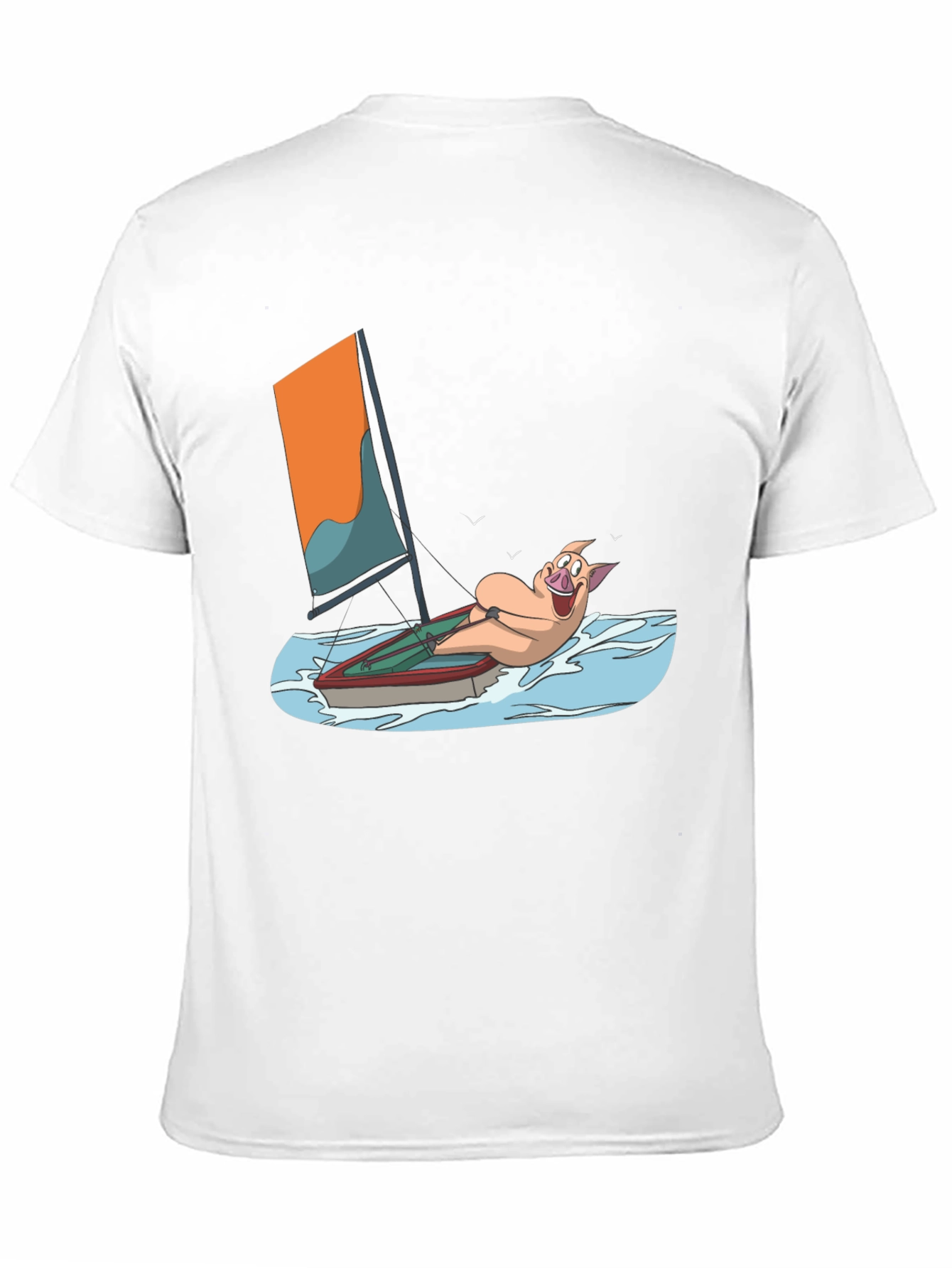 Funny Pig Sailing T-Shirt - Black Cotton Tee