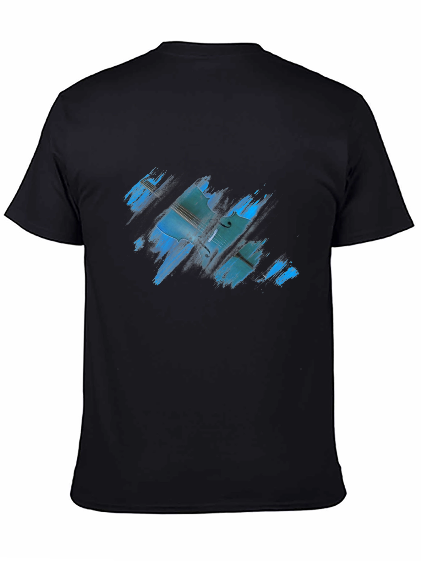 Abstract Cello Graphic Mens Black T-Shirt