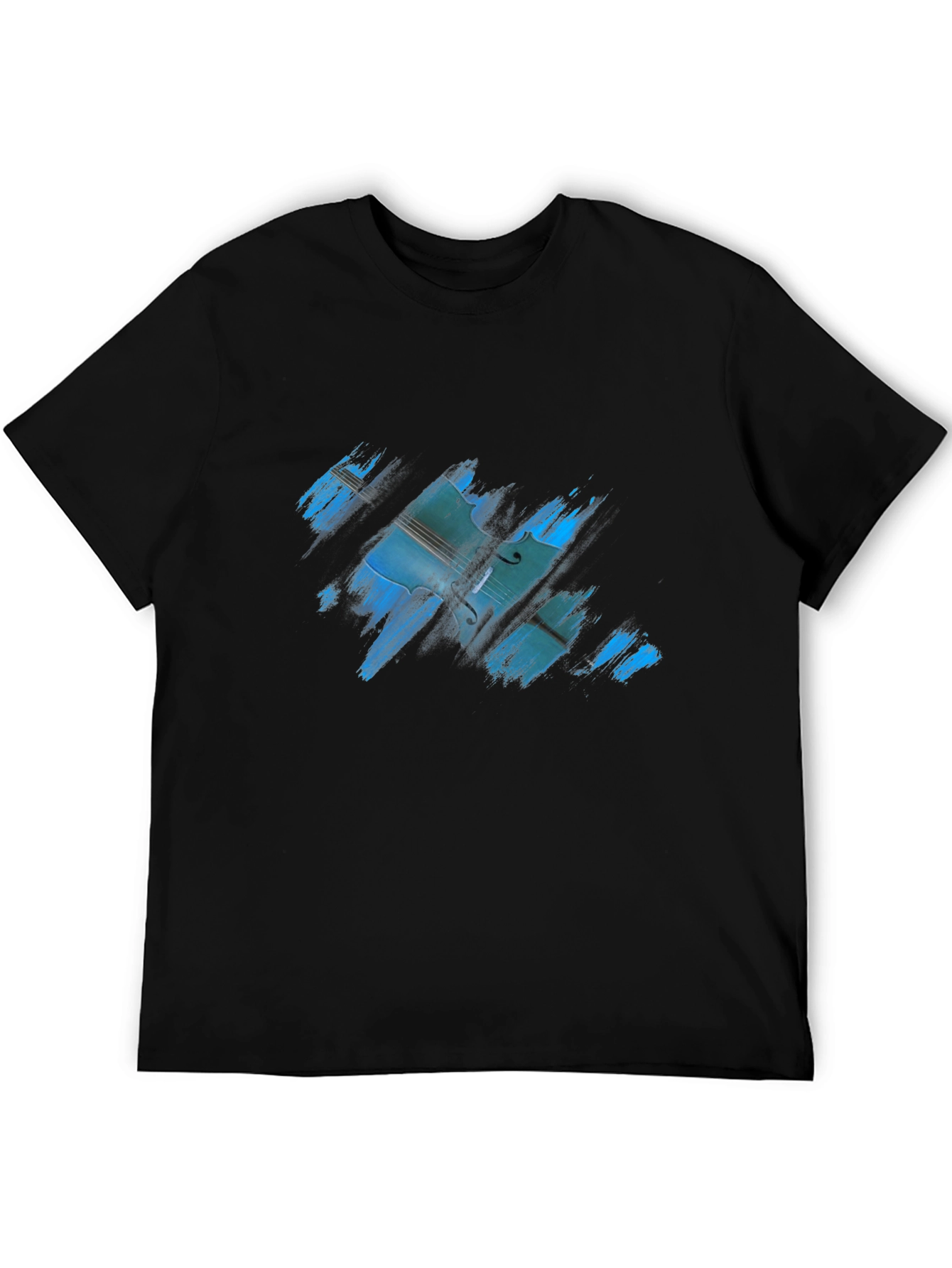 Abstract Cello Graphic Mens Black T-Shirt