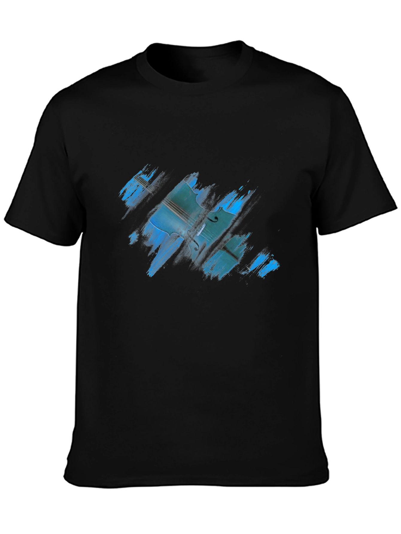 Abstract Cello Graphic Mens Black T-Shirt