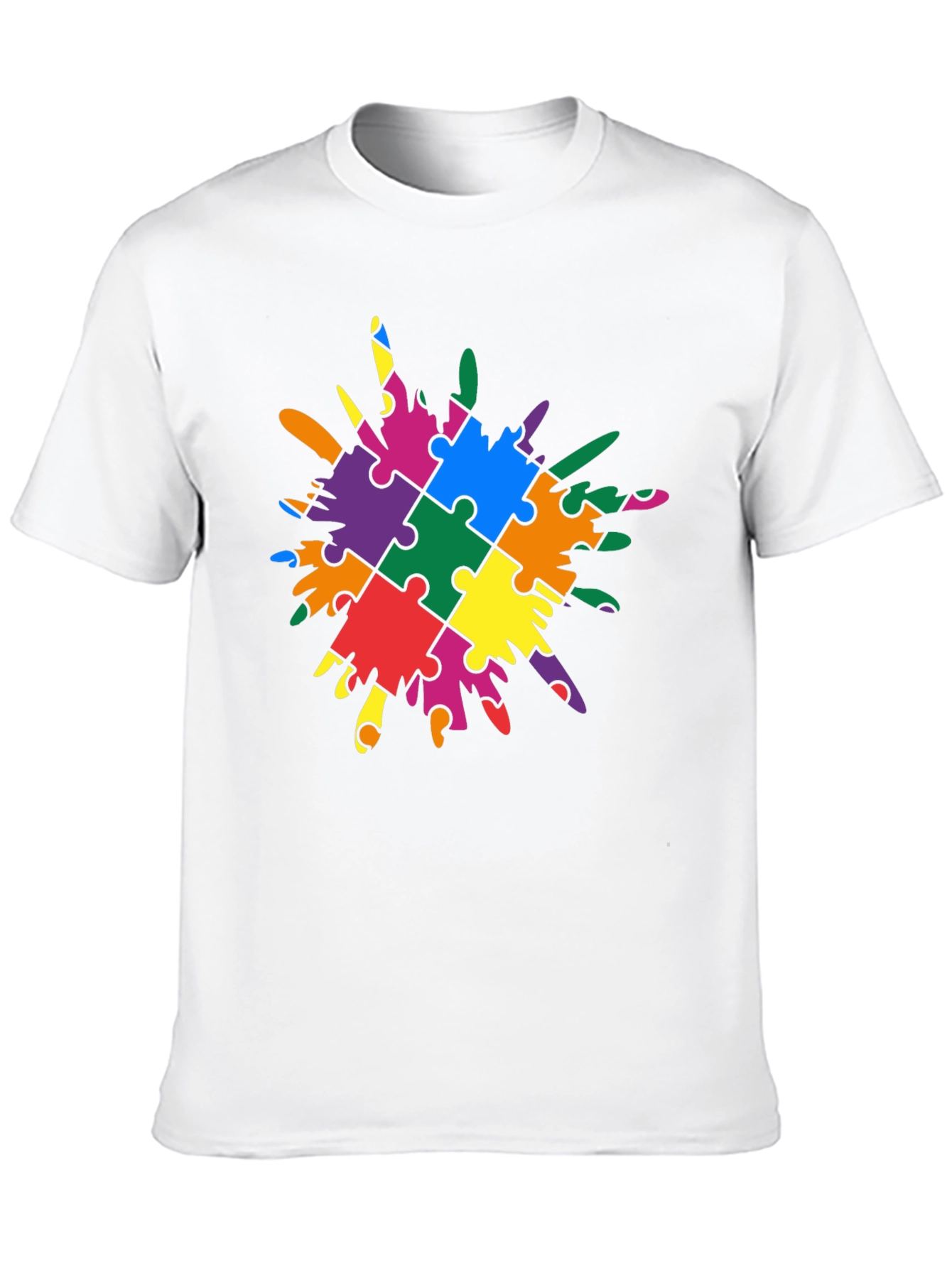 Autism Awareness Puzzle Piece Splatter T-Shirt