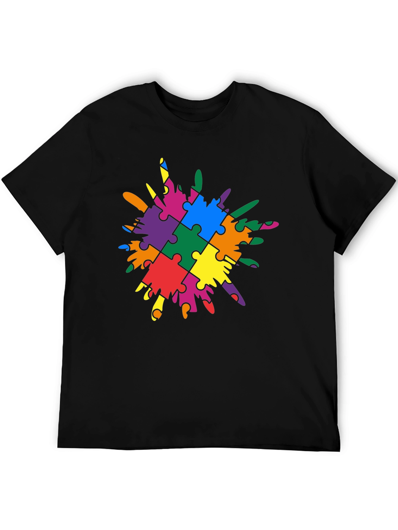 Autism Awareness Puzzle Piece Splatter T-Shirt
