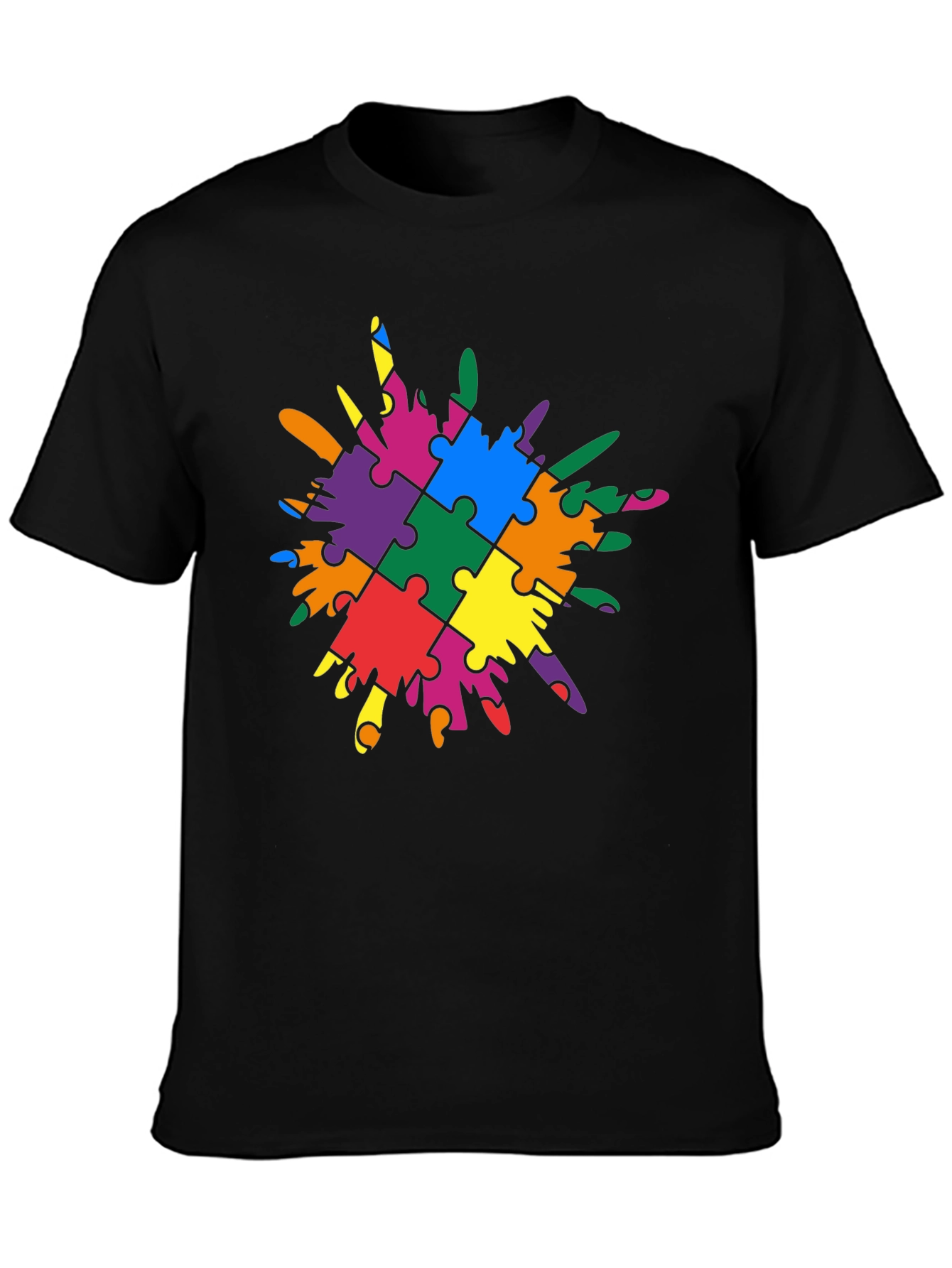 Autism Awareness Puzzle Piece Splatter T-Shirt