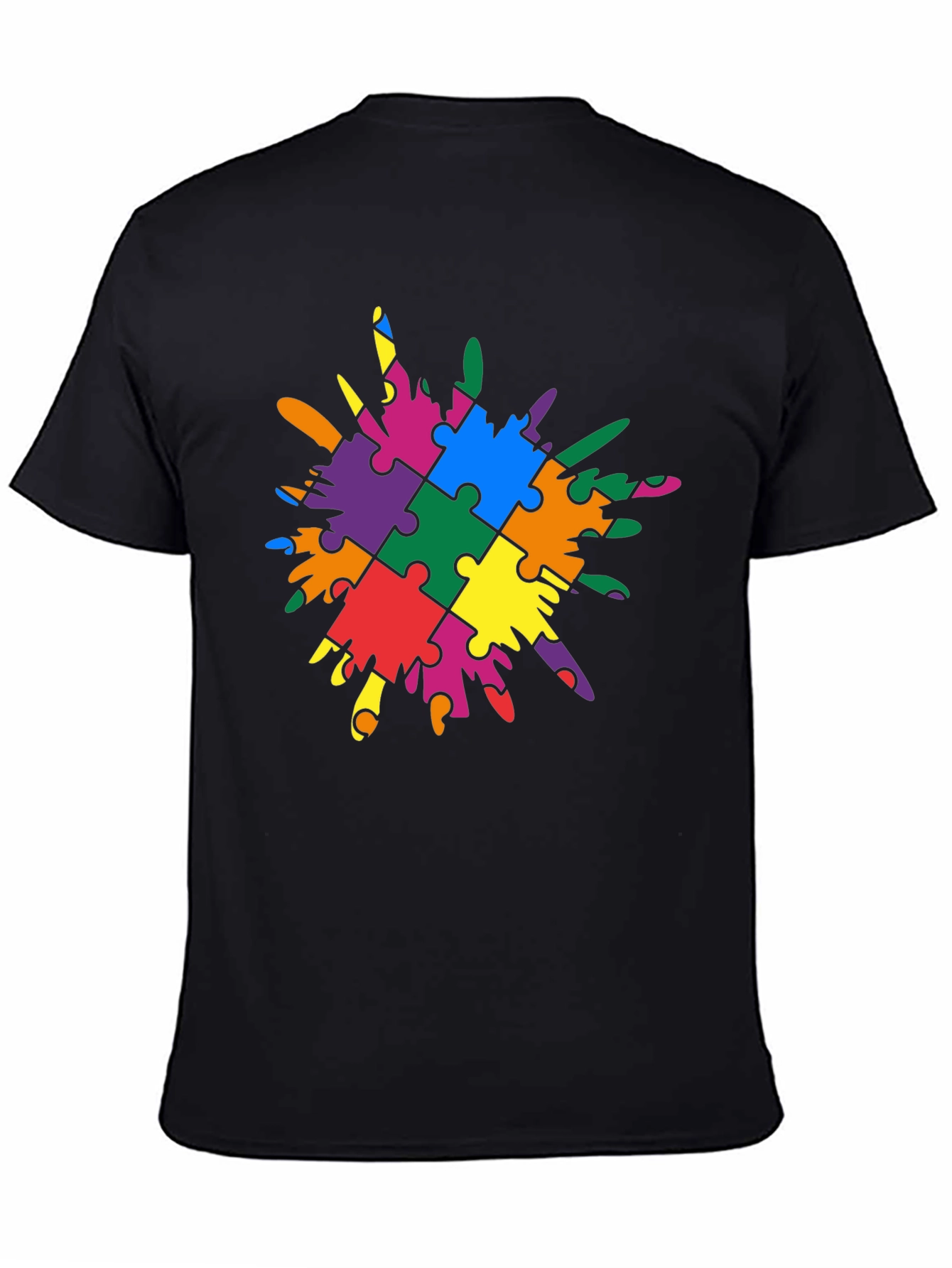 Autism Awareness Puzzle Piece Splatter T-Shirt