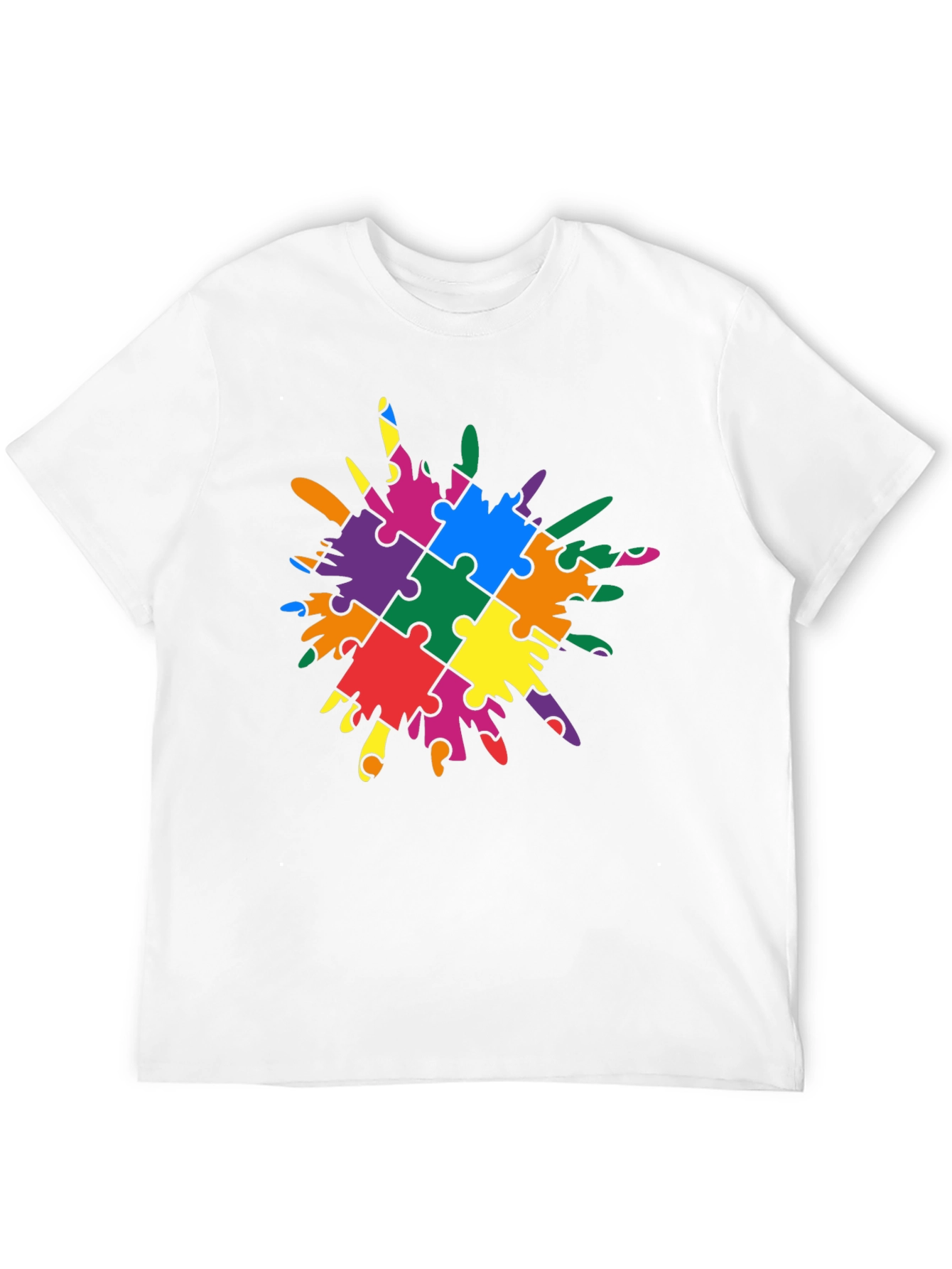 Autism Awareness Puzzle Piece Splatter T-Shirt