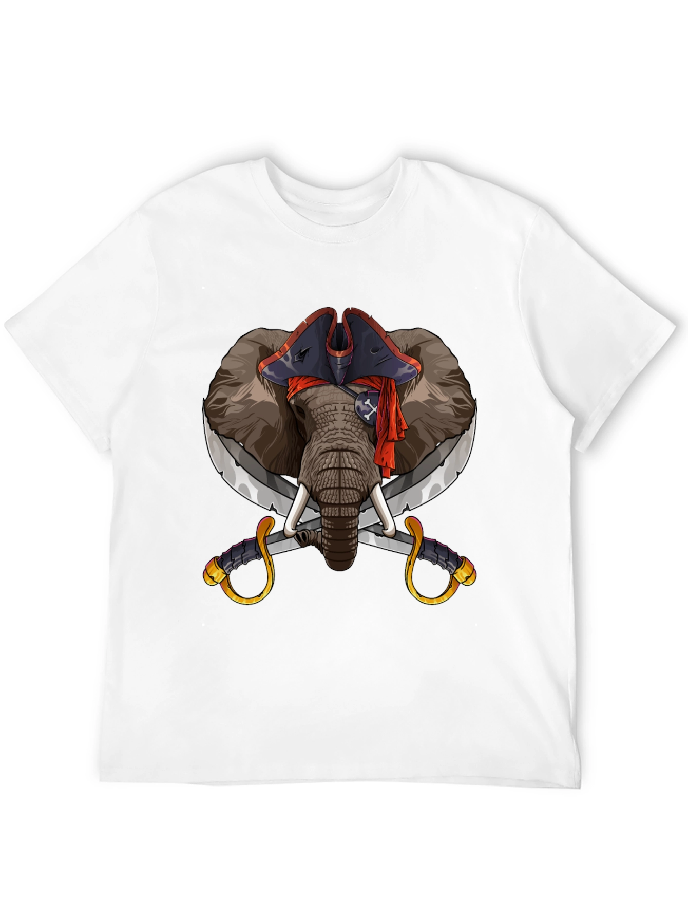Pirate Elephant Graphic Tee - Black Cotton T-Shirt
