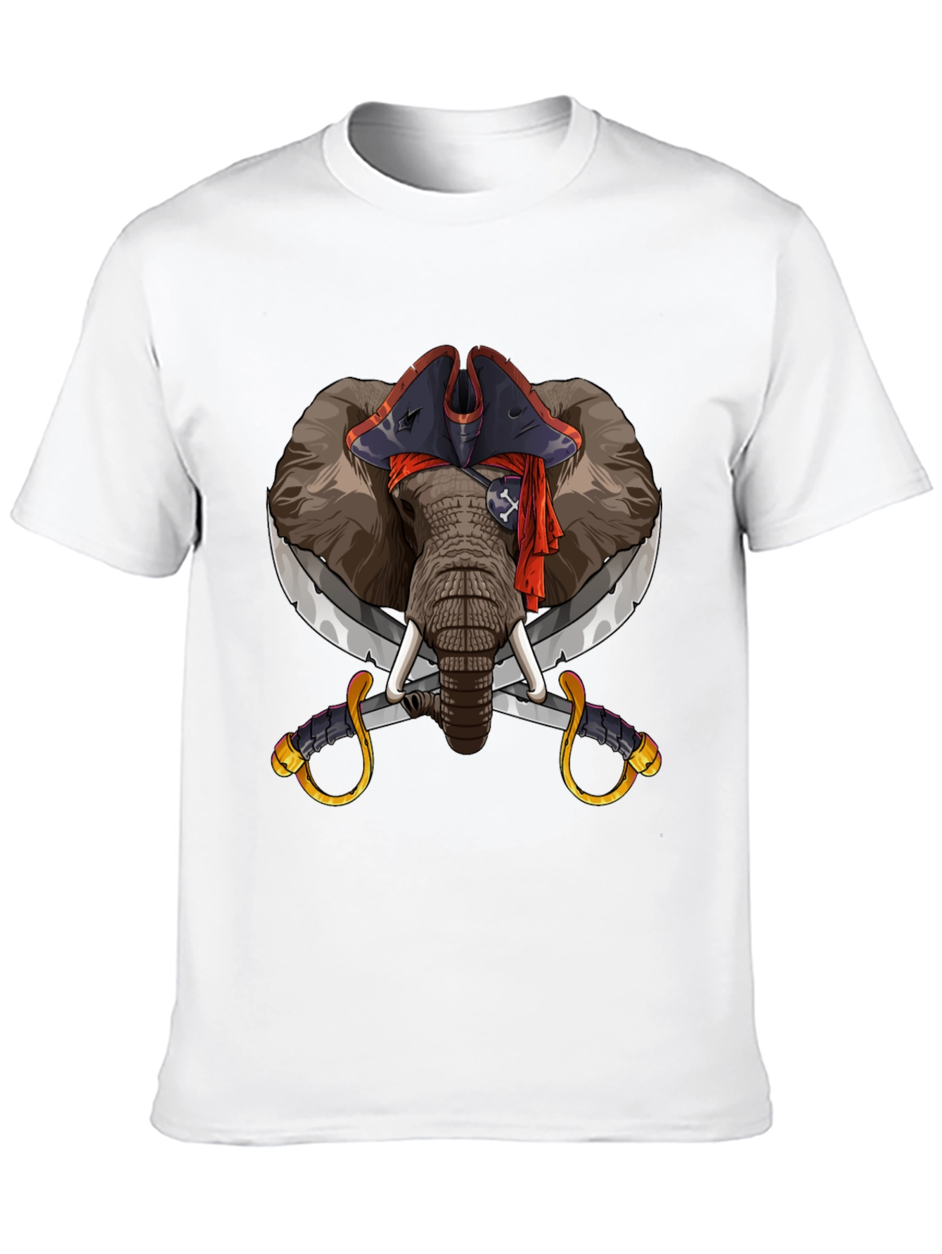 Pirate Elephant Graphic Tee - Black Cotton T-Shirt