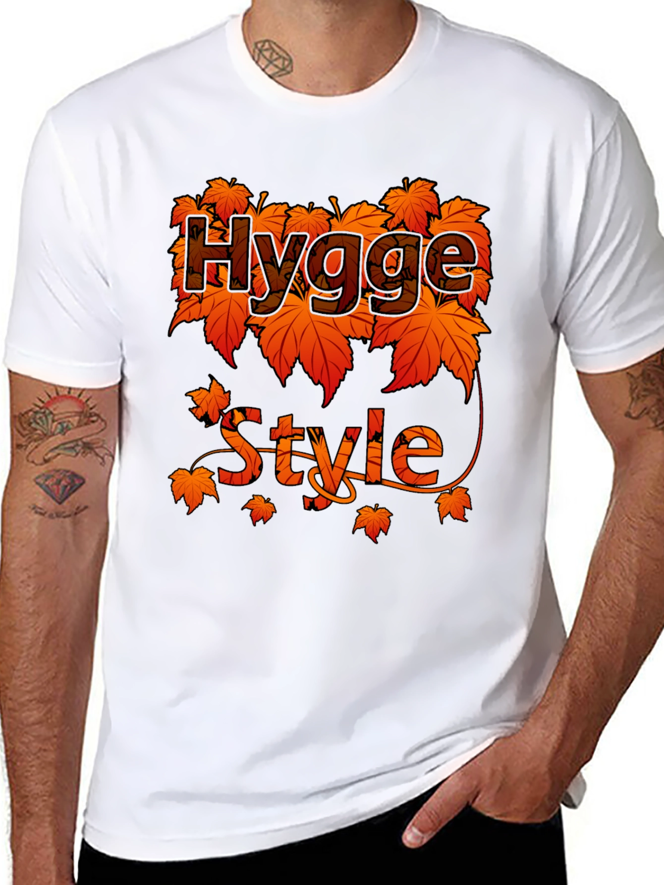 Hygge Style Fall Leaves T-Shirt