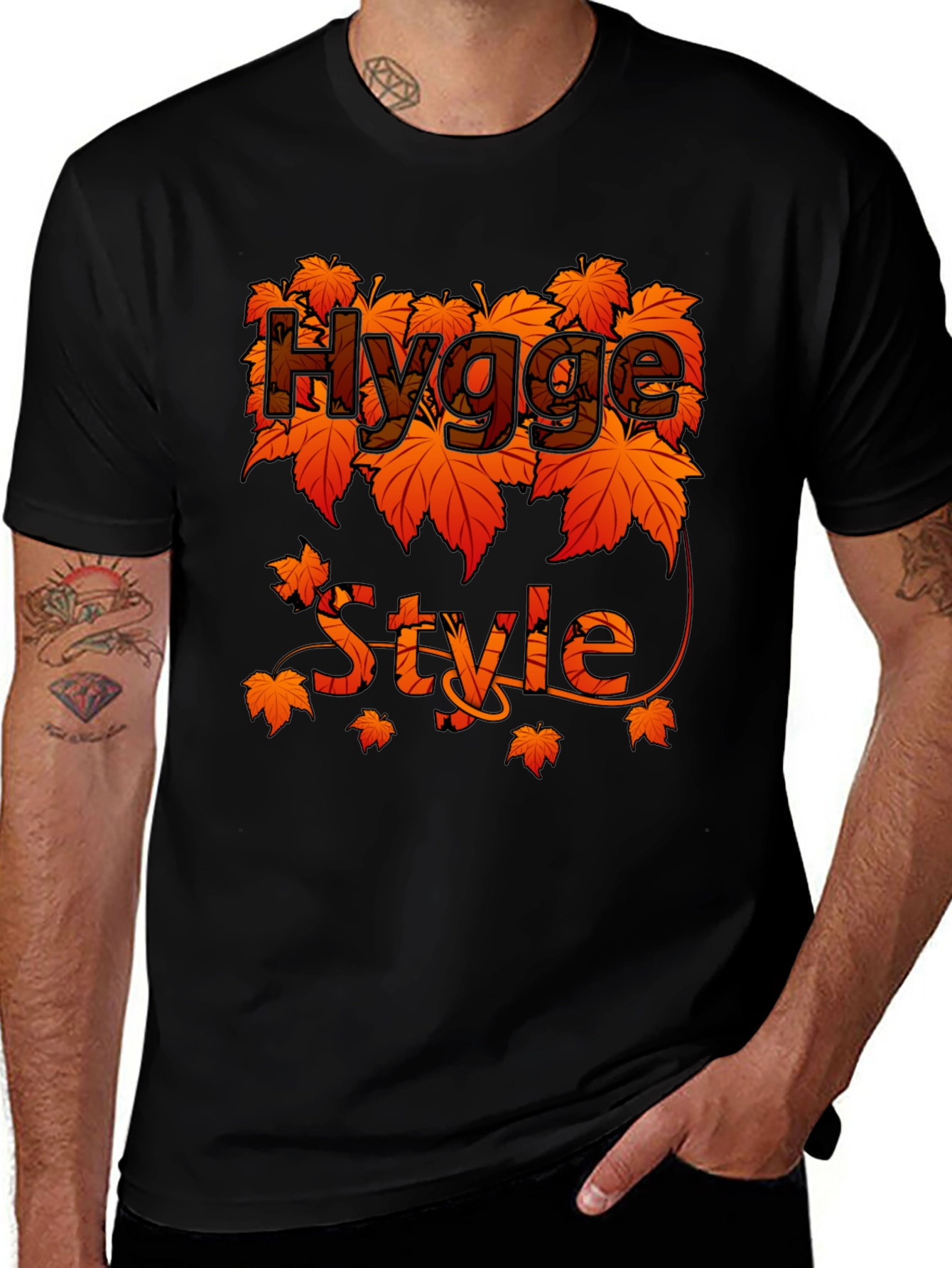 Hygge Style Fall Leaves T-Shirt