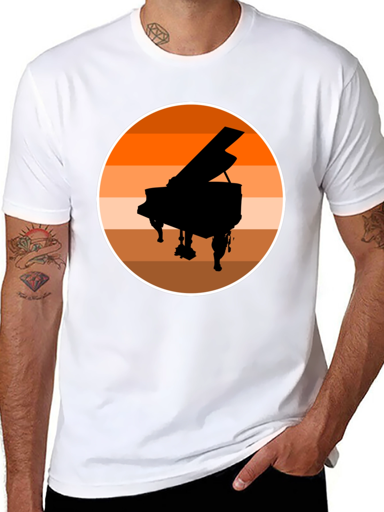 Grand Piano Sunset Graphic Tee - Black