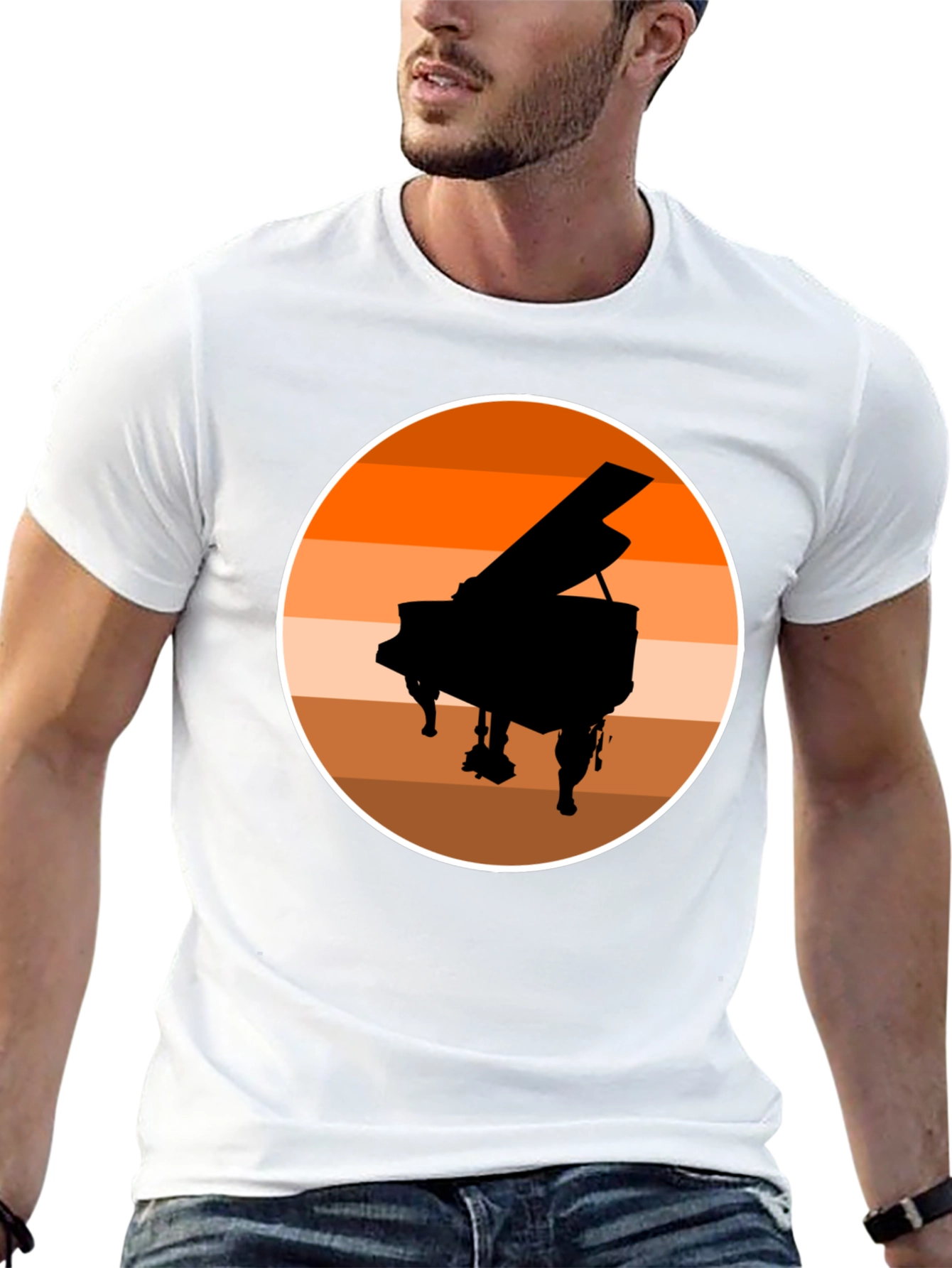Grand Piano Sunset Graphic Tee - Black