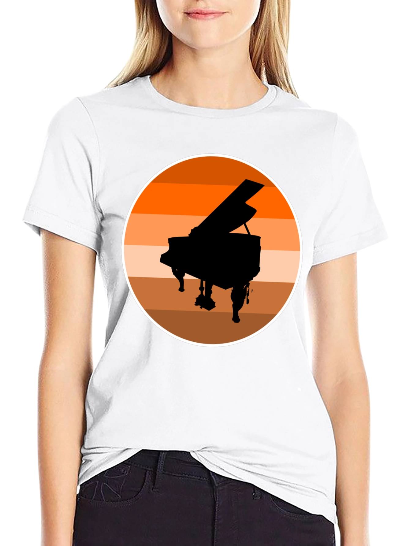 Grand Piano Sunset Graphic Tee - Black