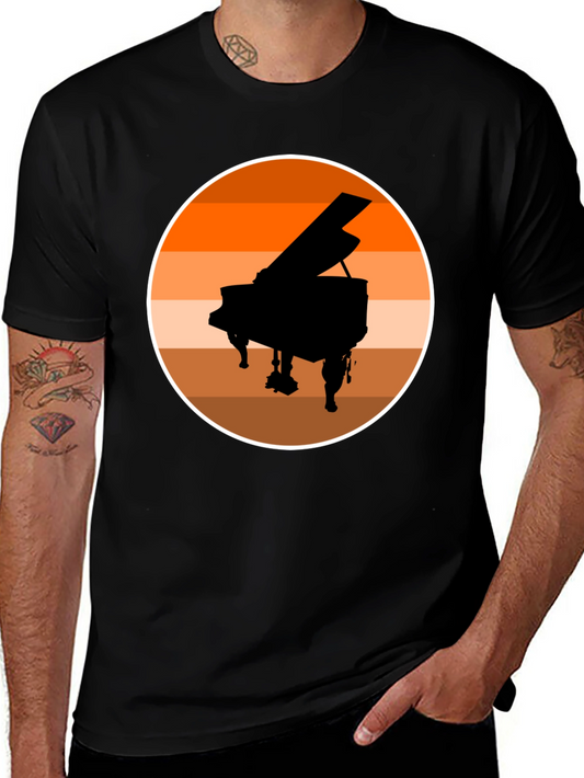 Grand Piano Sunset Graphic Tee - Black