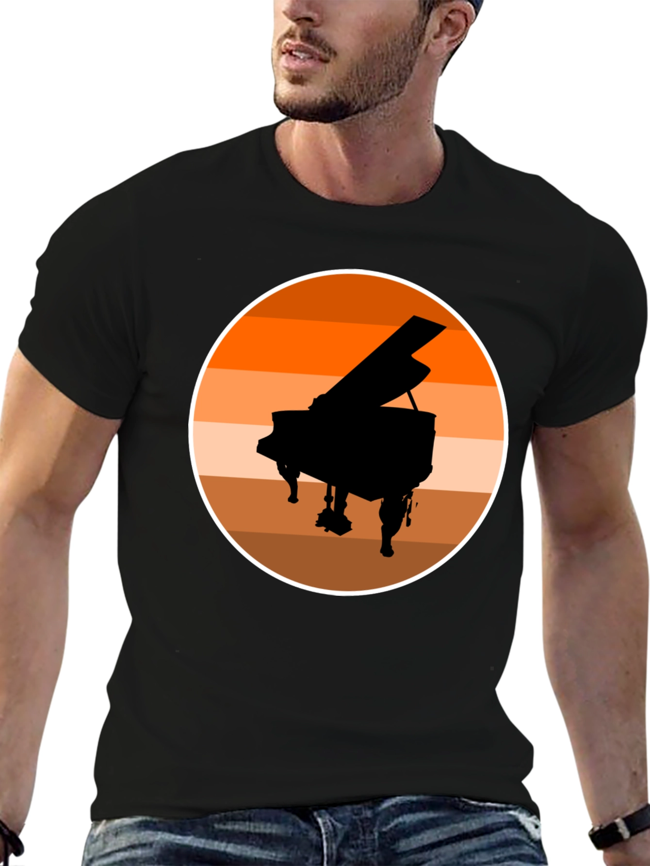 Grand Piano Sunset Graphic Tee - Black