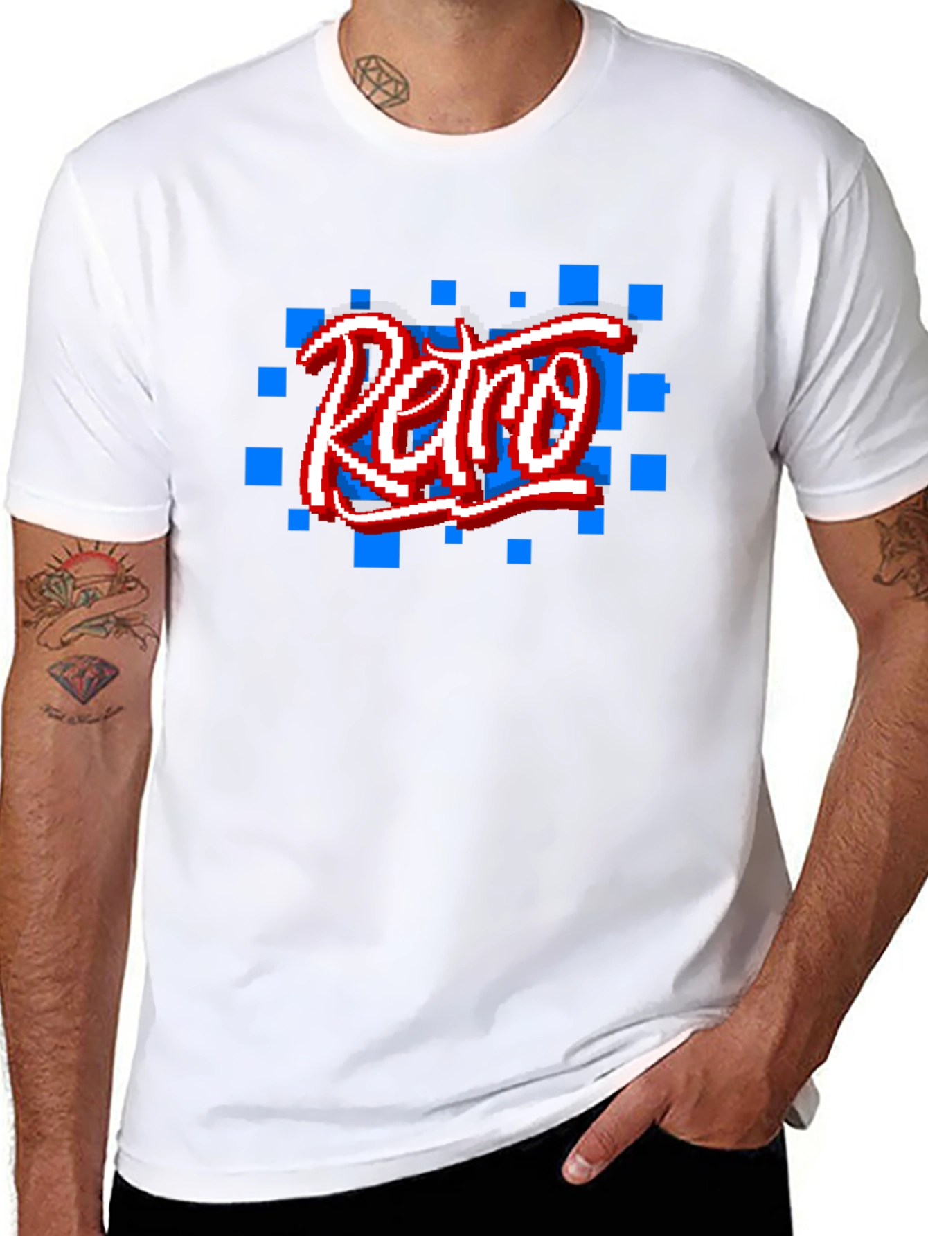 Retro Pixel Art Black T-Shirt