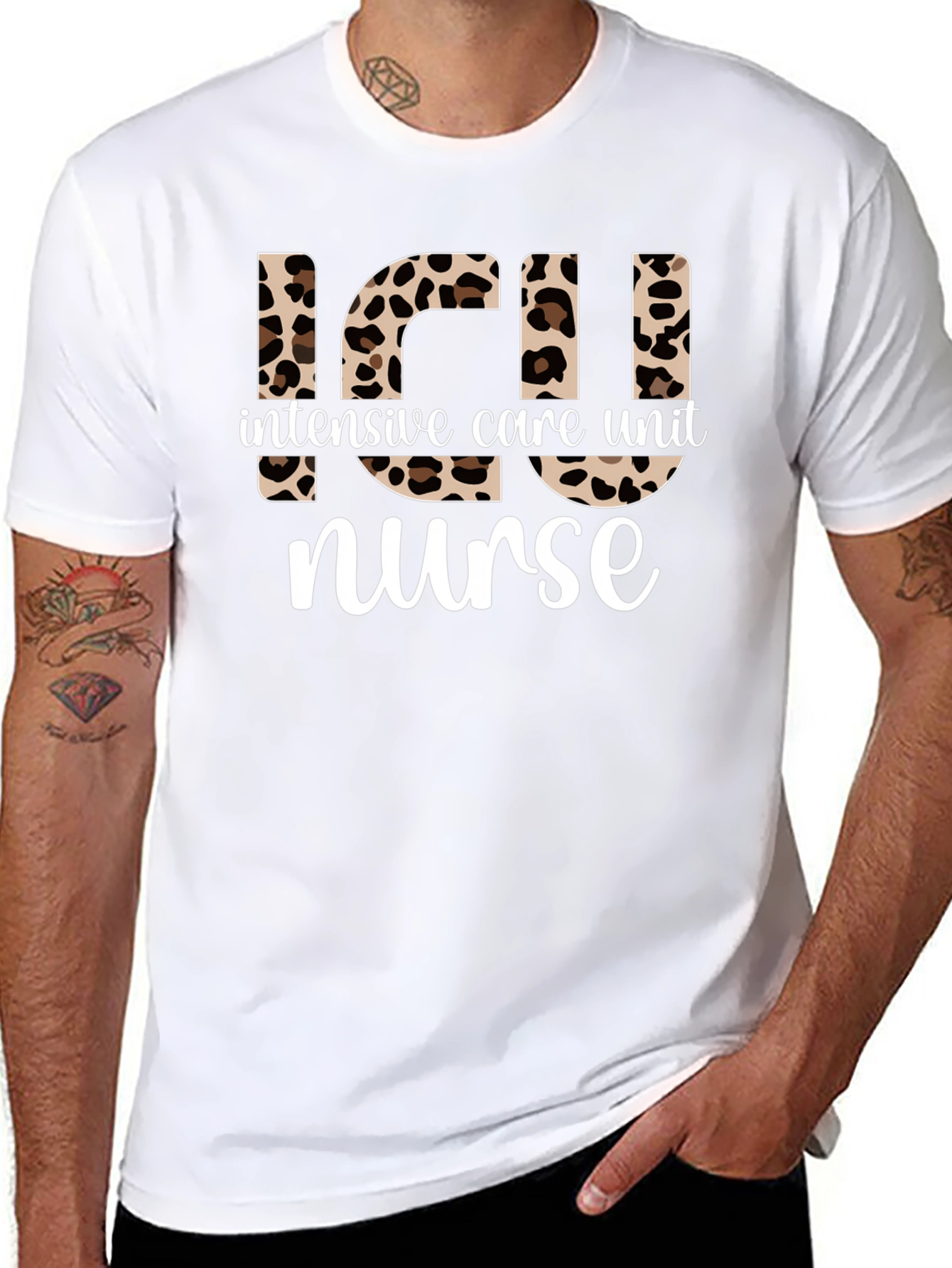 ICU Nurse Leopard Print T-Shirt