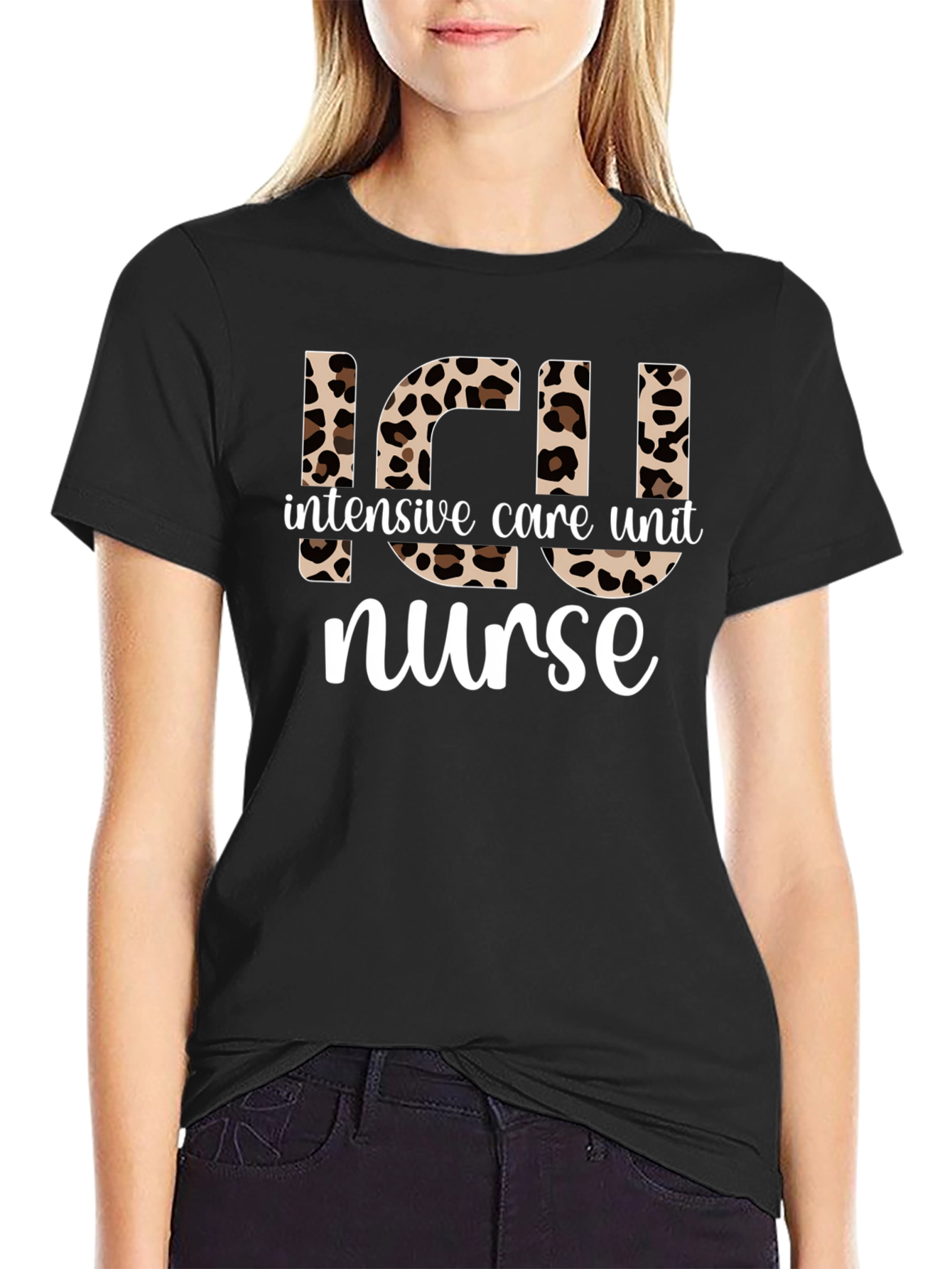 ICU Nurse Leopard Print T-Shirt