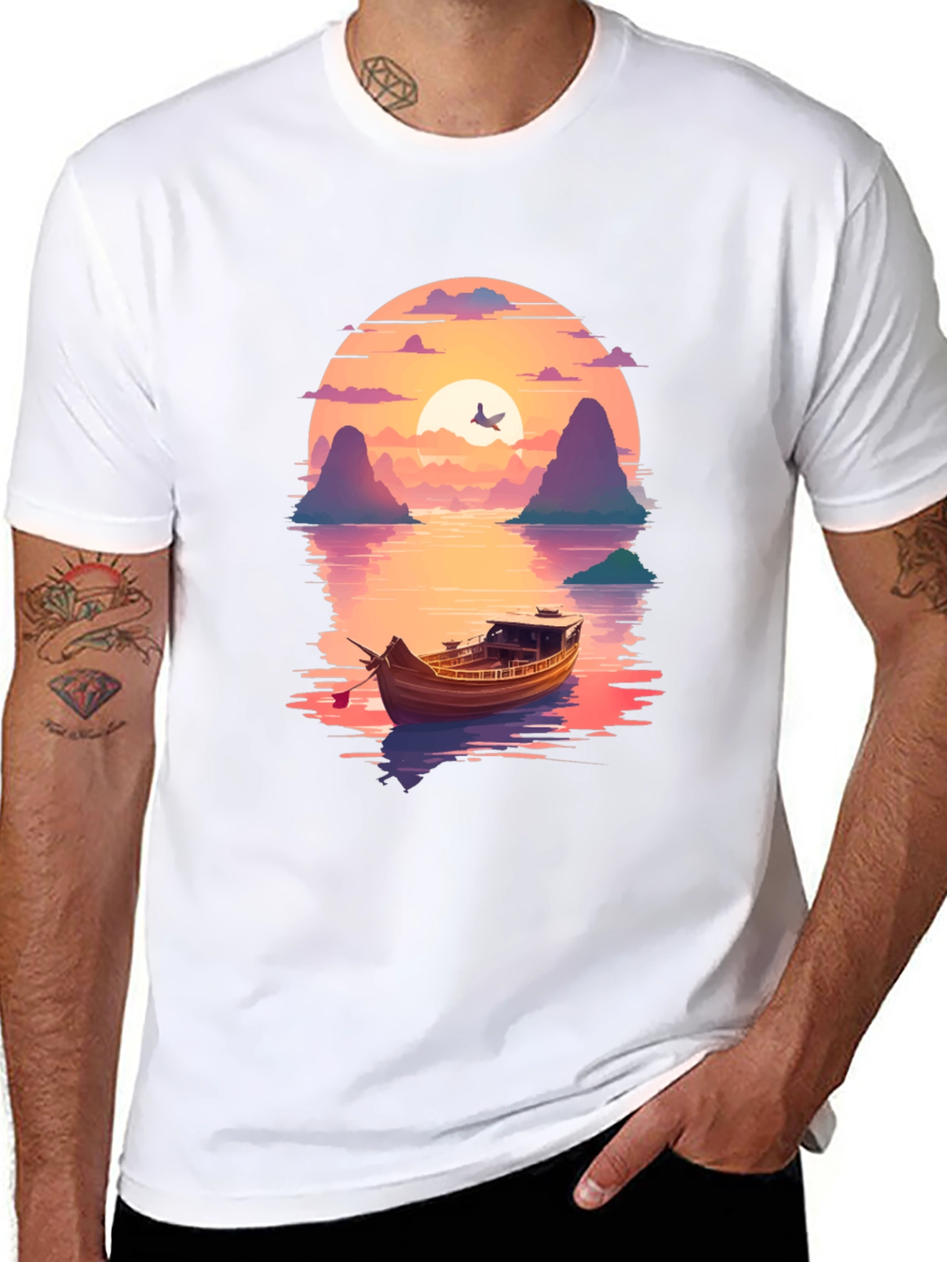 Sunset Boat Trip Graphic T-Shirt
