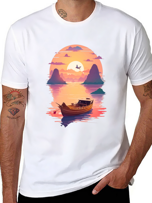 Sunset Boat Trip Graphic T-Shirt