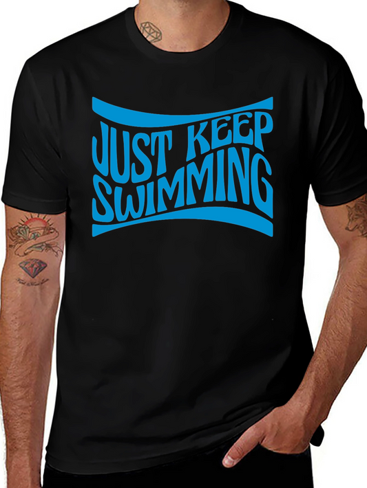 Just Keep Swimming Black Graphic T-Shirt