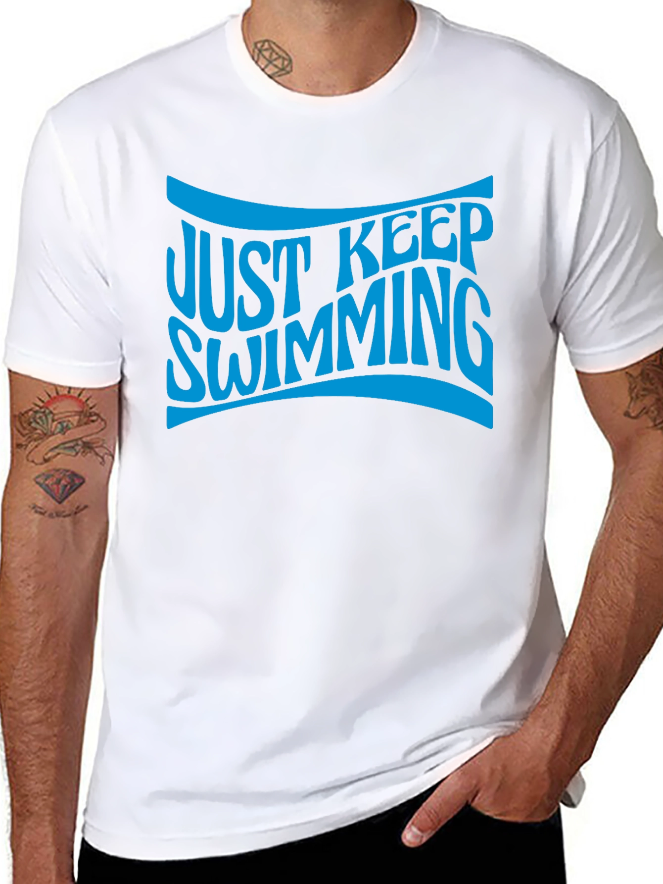 Just Keep Swimming Black Graphic T-Shirt
