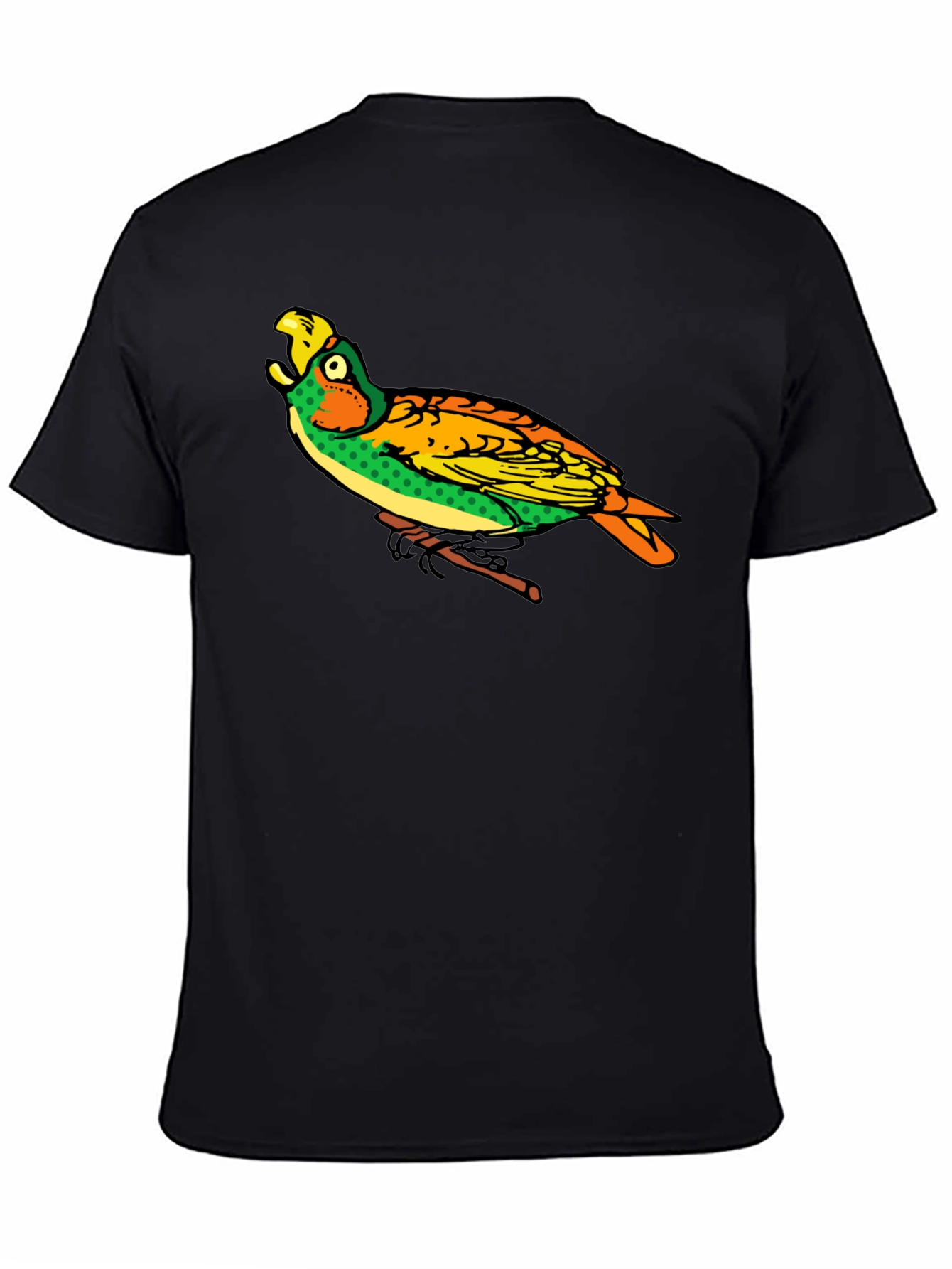 Parrot Graphic Black T-Shirt - Unique Bird Design