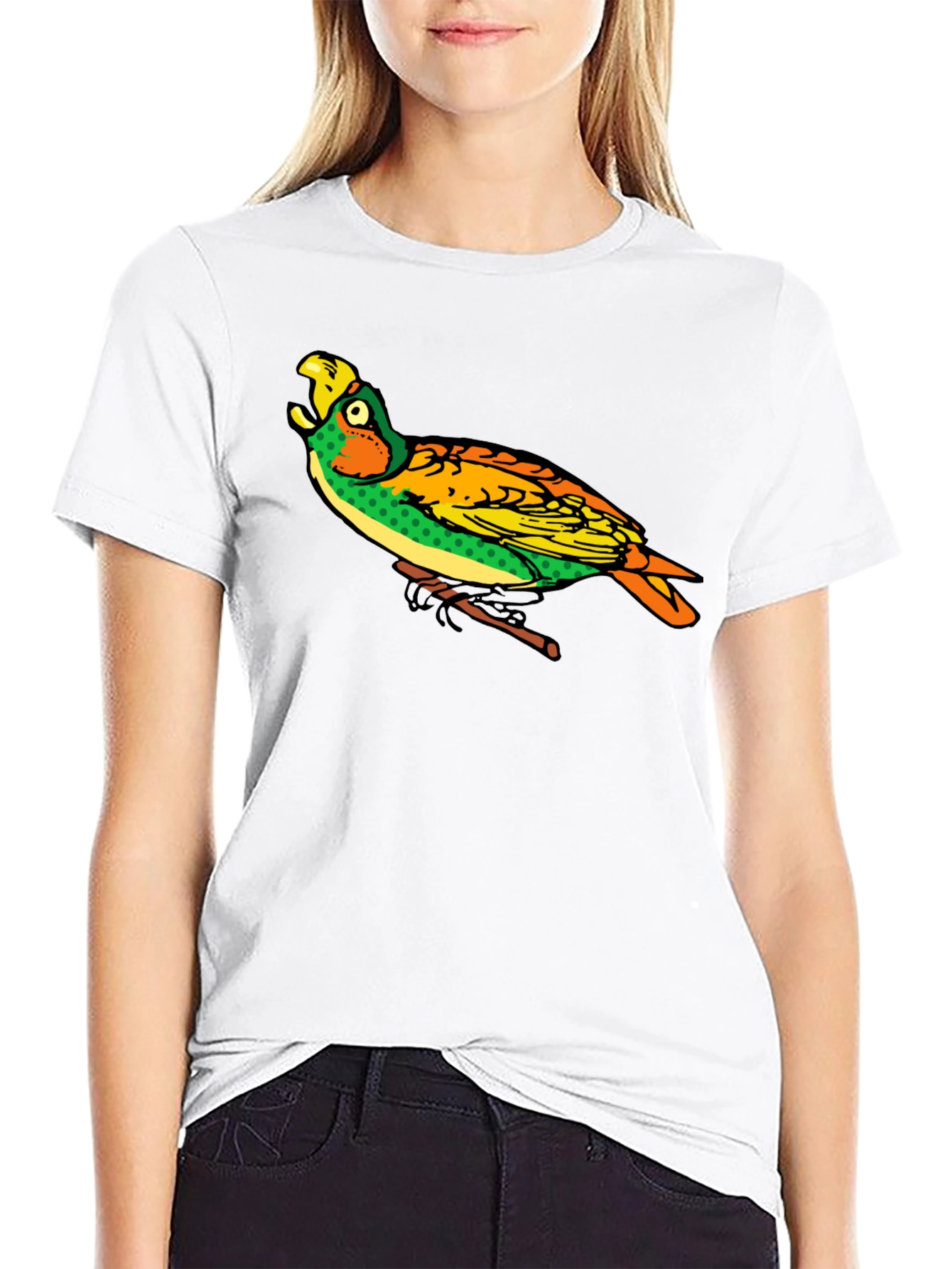 Parrot Graphic Black T-Shirt - Unique Bird Design