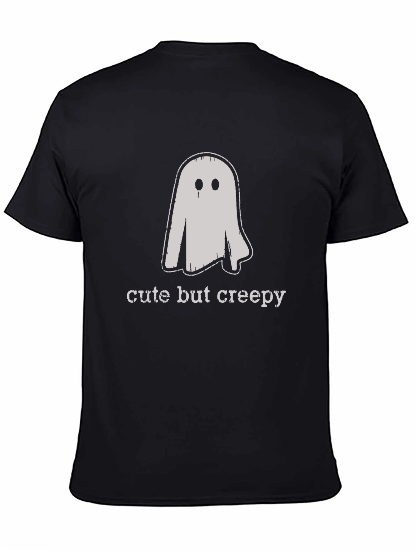 Cute But Creepy Ghost Graphic Tee - Black