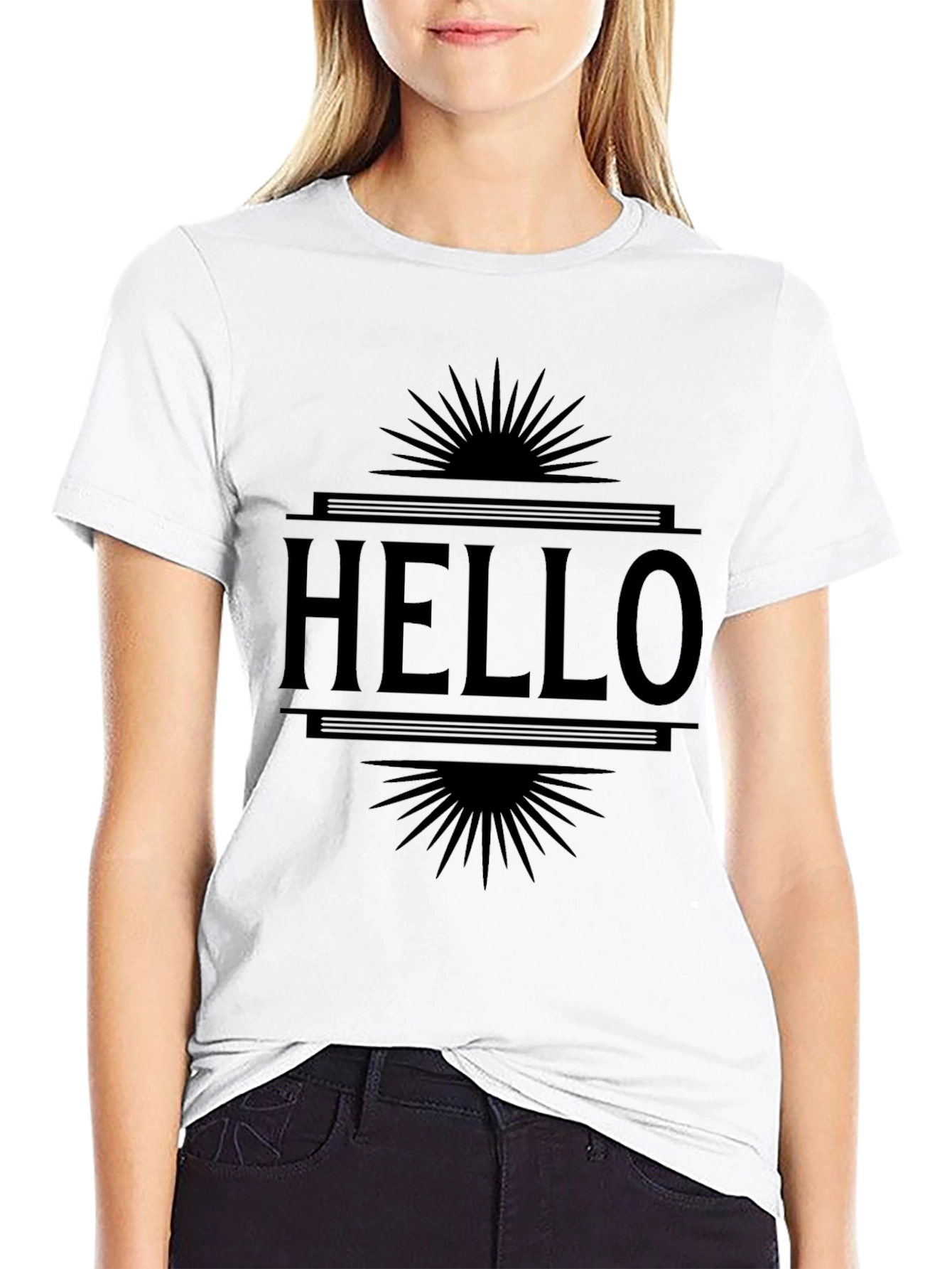 Hello Graphic Print Black T-Shirt