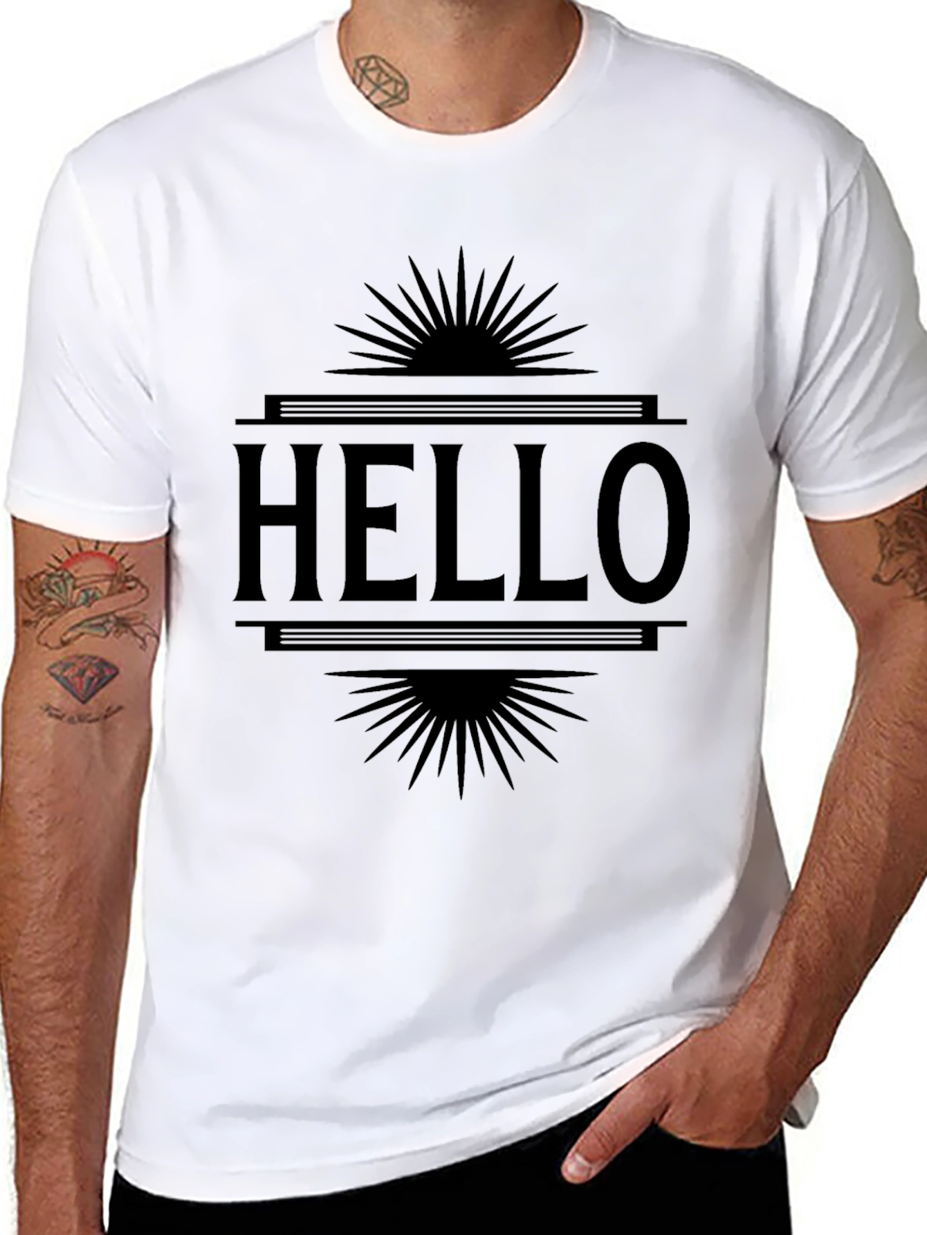 Hello Graphic Print Black T-Shirt