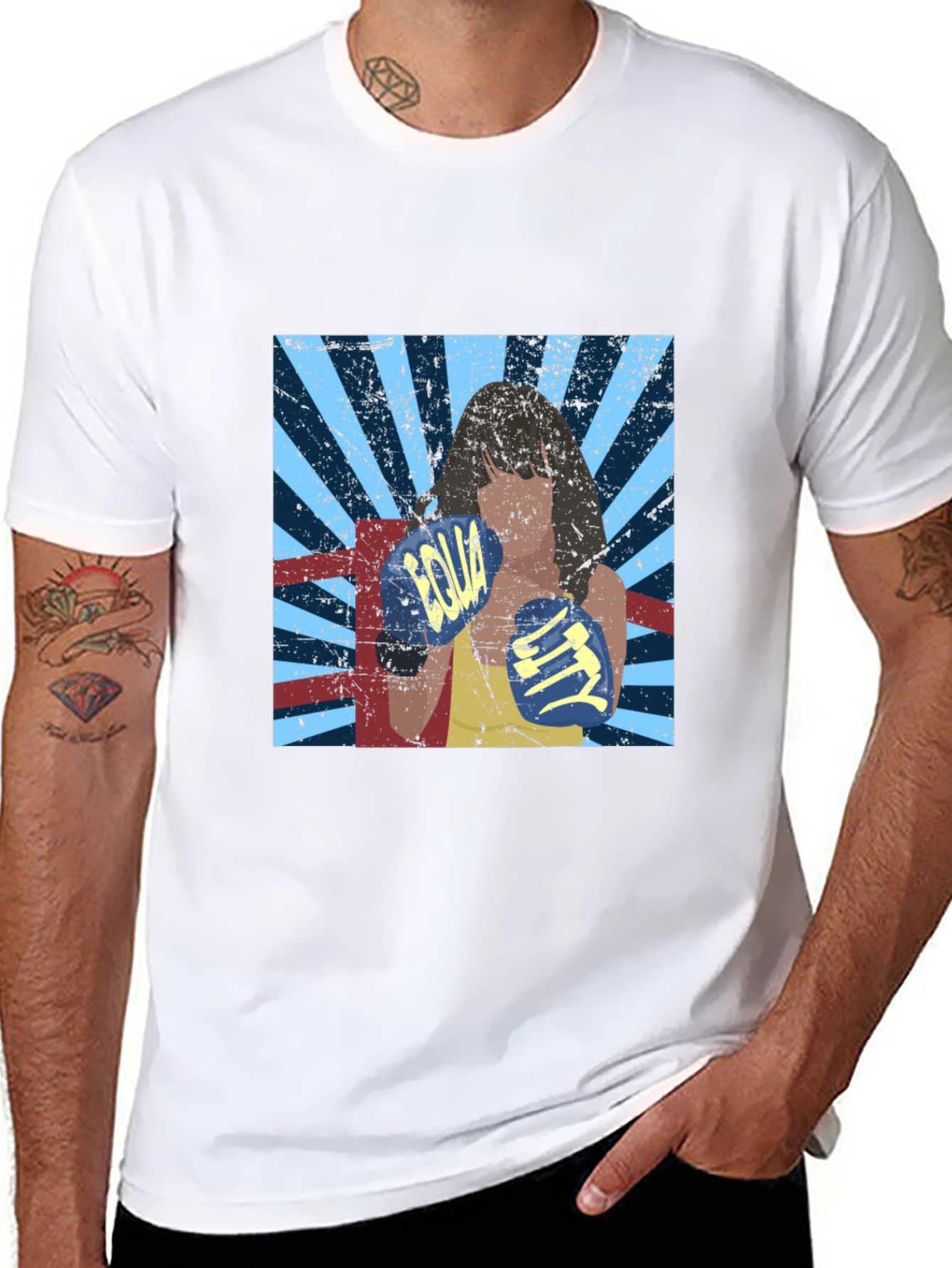 Retro Boxing Woman Graphic Tee - Equality Design