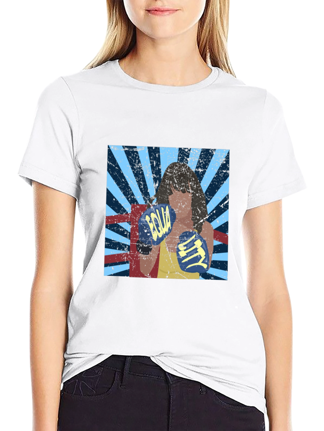 Retro Boxing Woman Graphic Tee - Equality Design