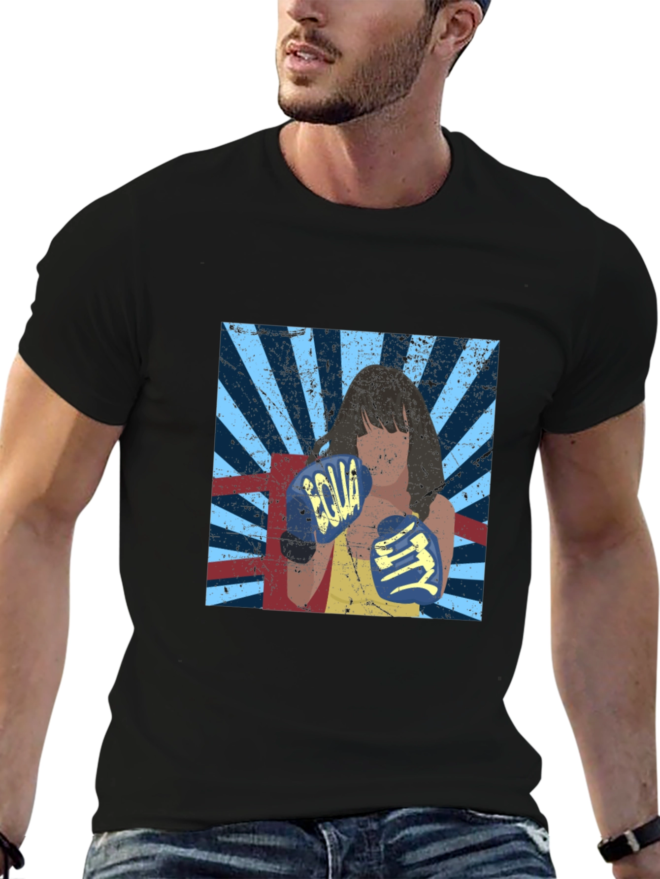 Retro Boxing Woman Graphic Tee - Equality Design
