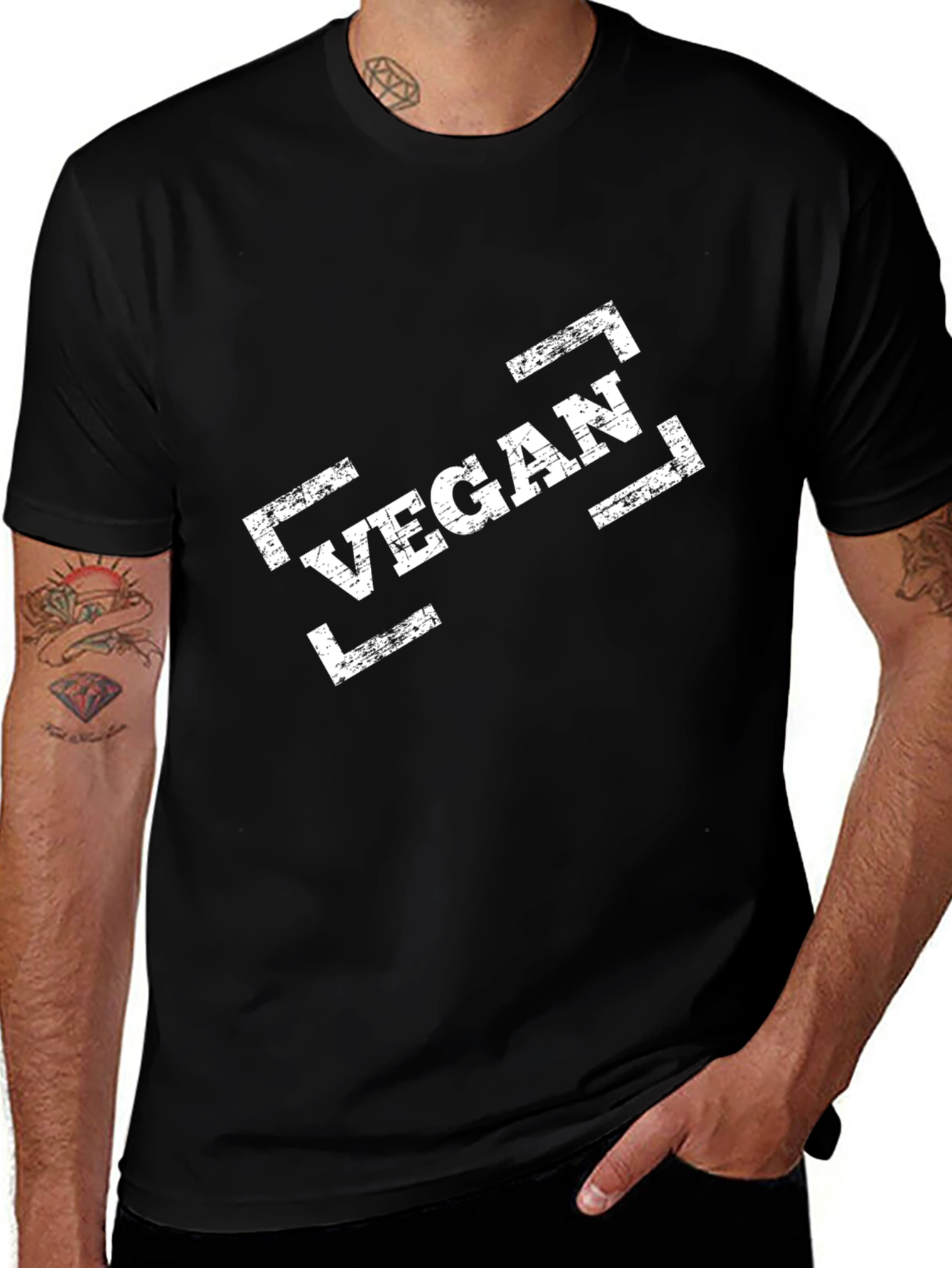 Vegan Graphic Tee - Black Cotton Shirt