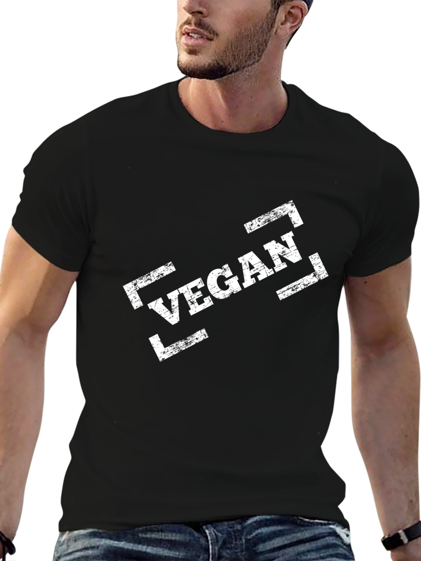Vegan Graphic Tee - Black Cotton Shirt
