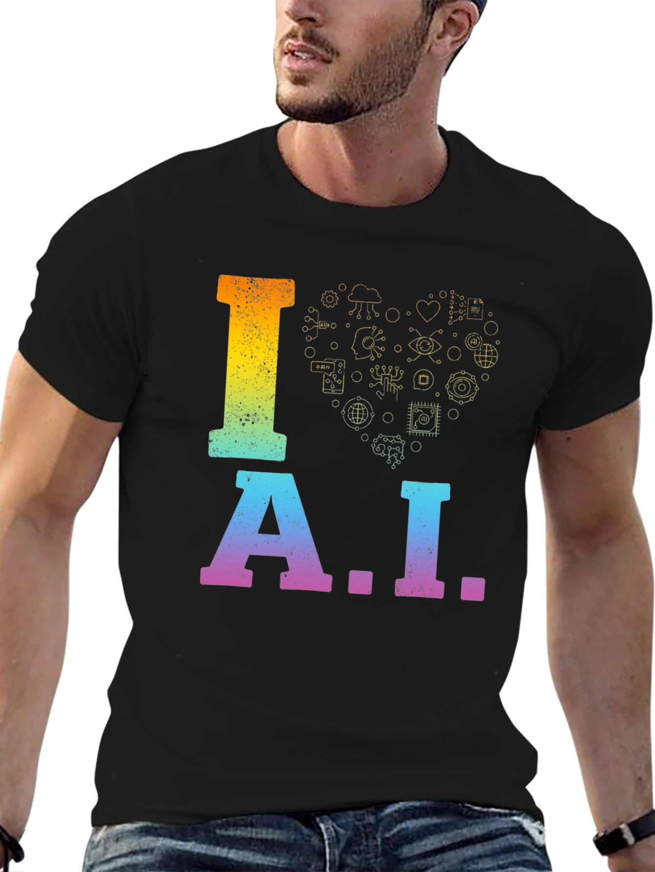 I Love AI T-Shirt - Gradient Design