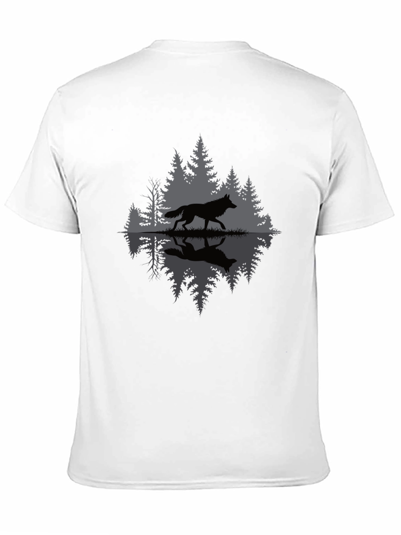 Wolf Reflection Graphic Tee - Nature Inspired Black T-Shirt