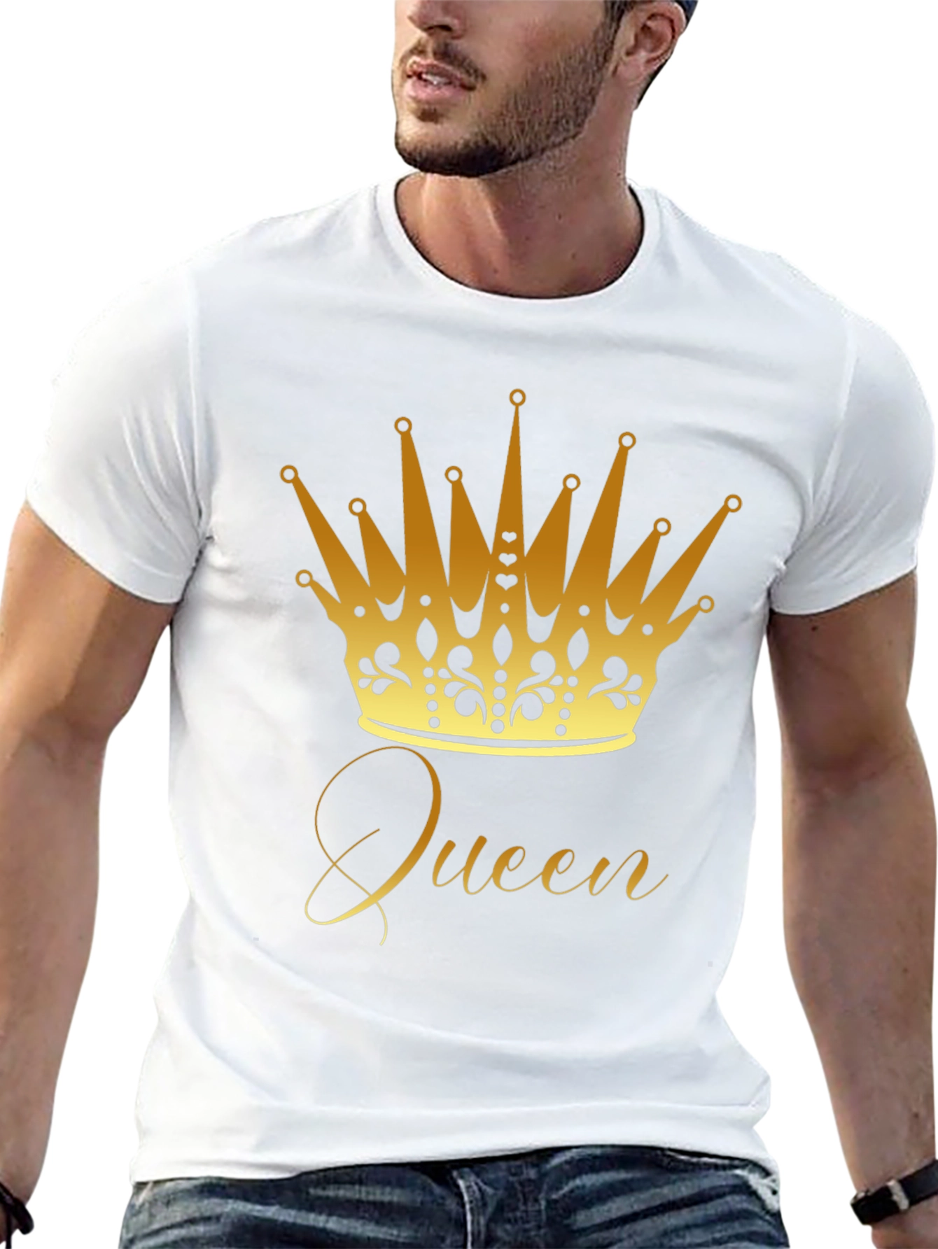 Queen Crown Graphic Tee - Gold Print