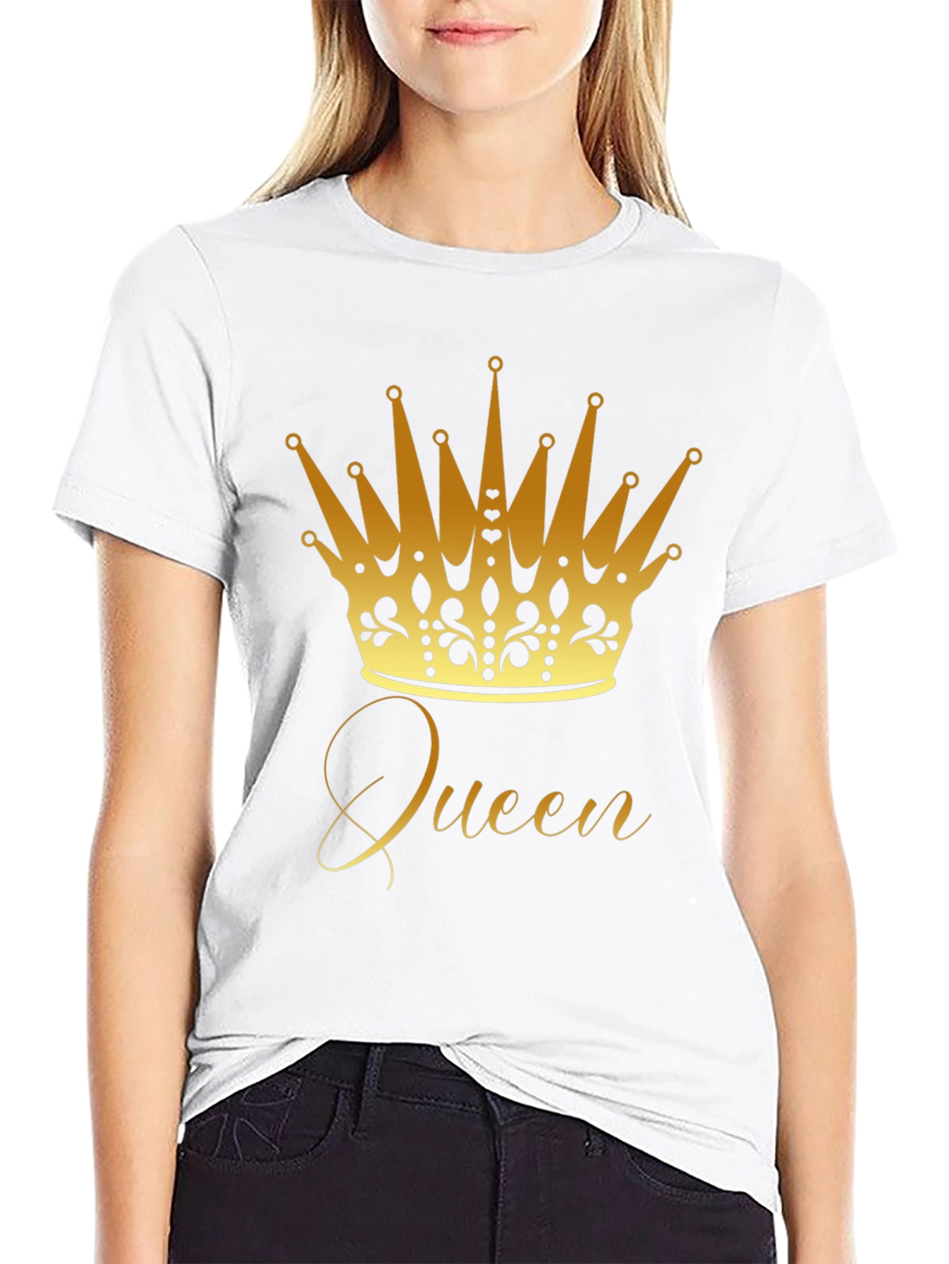 Queen Crown Graphic Tee - Gold Print