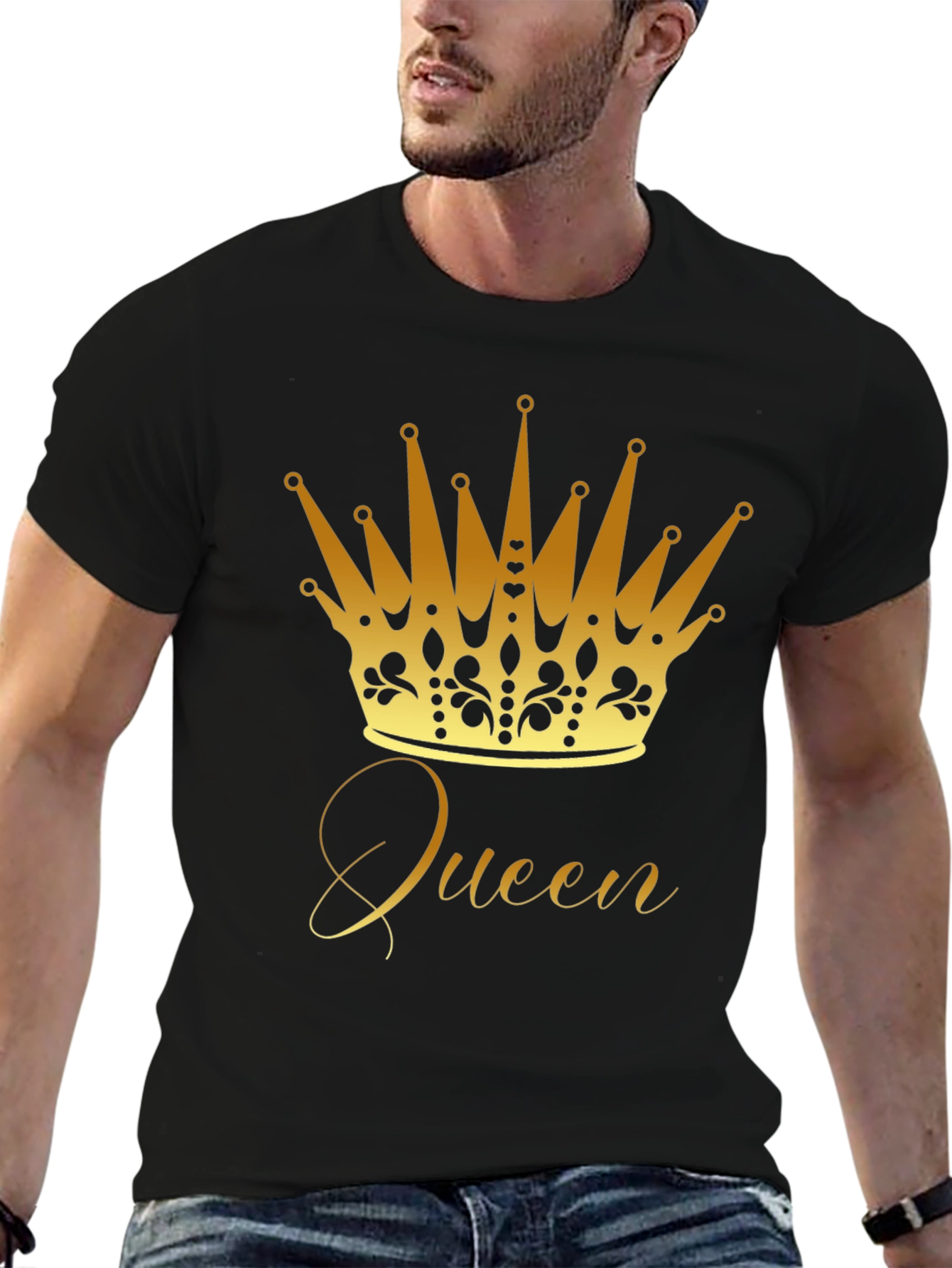 Queen Crown Graphic Tee - Gold Print