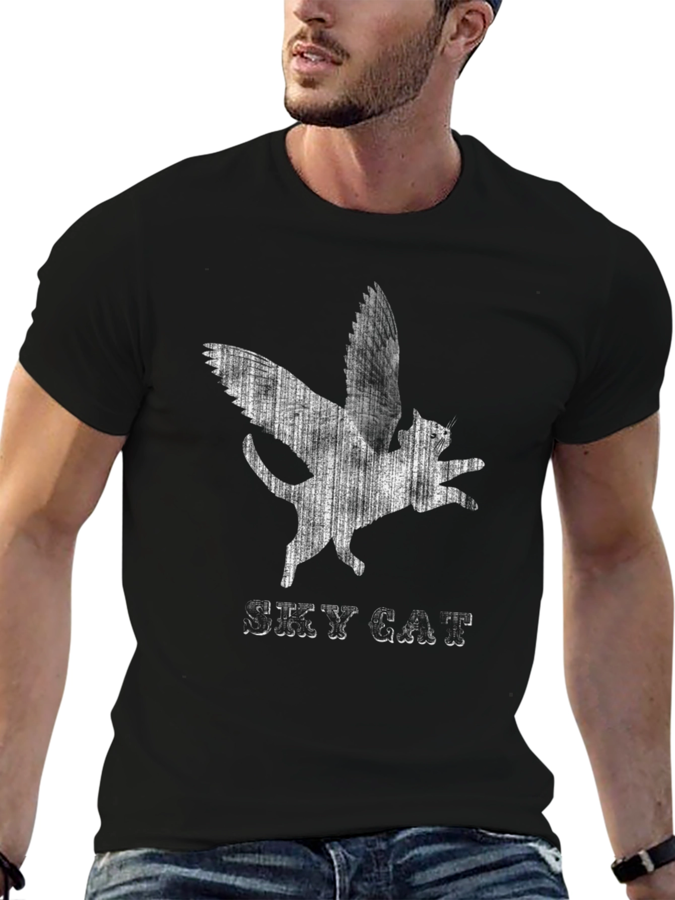 Sky Cat T-Shirt - Winged Feline Design
