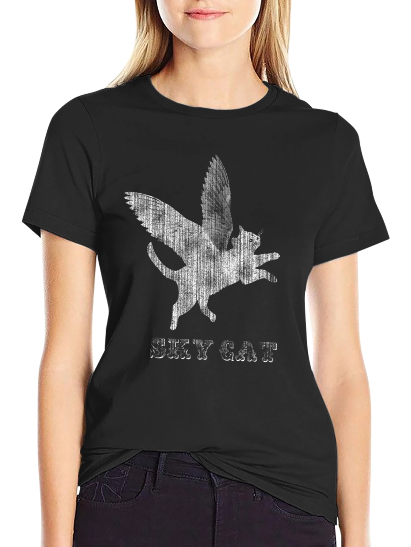 Sky Cat T-Shirt - Winged Feline Design