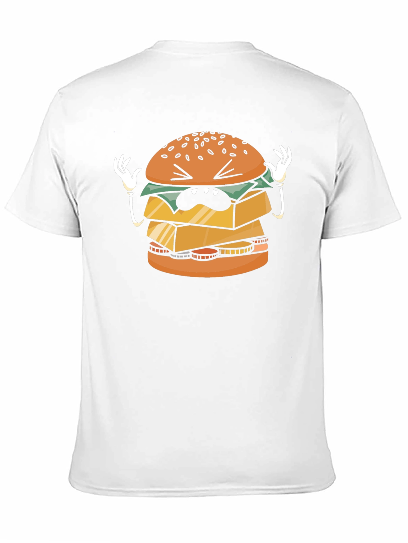 Funny Cartoon Burger Graphic Black T-Shirt