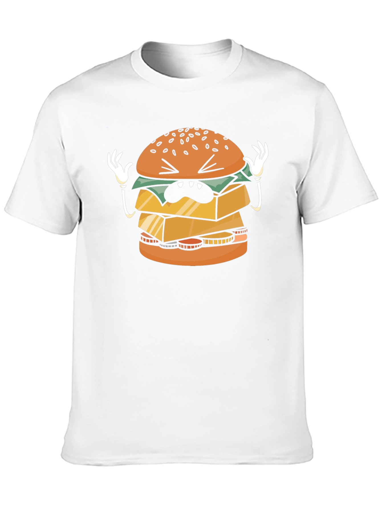 Funny Cartoon Burger Graphic Black T-Shirt