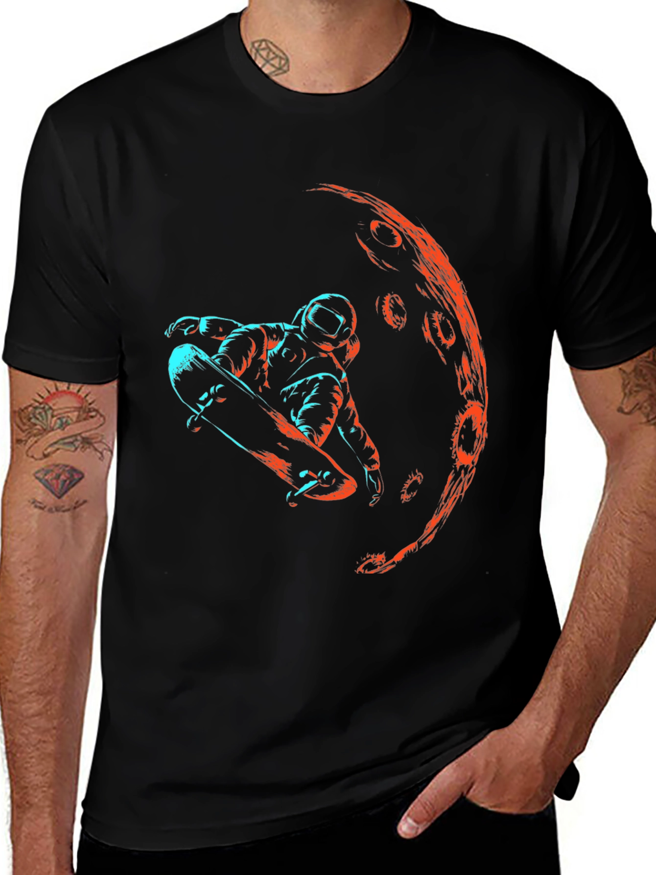Astronaut Skateboarder Graphic T-Shirt
