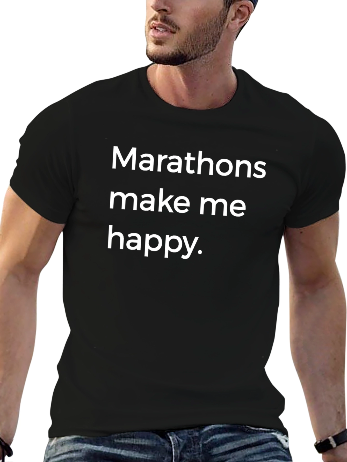 Marathons Make Me Happy Black T-Shirt